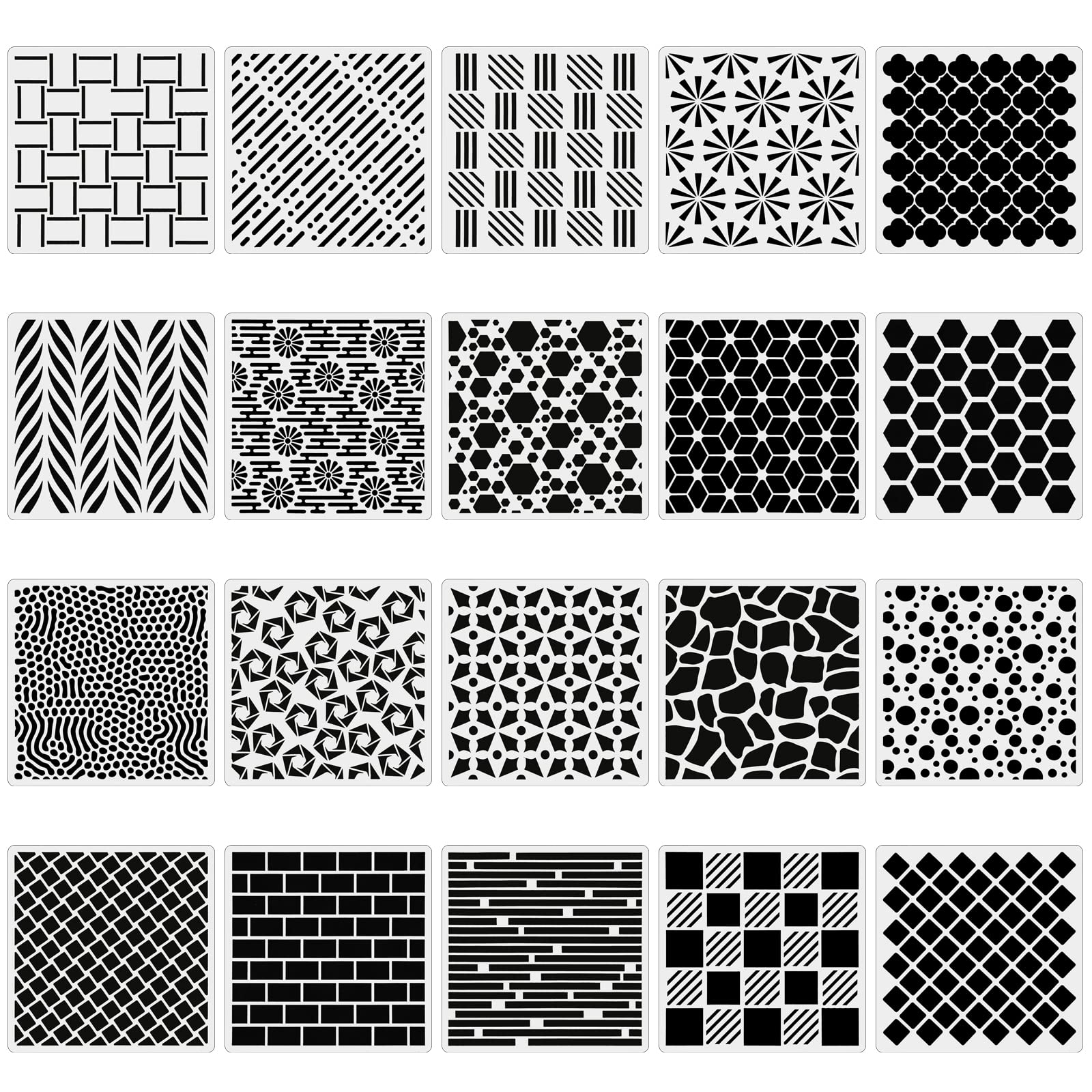 Sponsored Ad - 20 Pcs Geometric Painting Drawing Stencils Set, Reusable Laser Cut Painting Template Kits, Line Rectangle Dots Flower Stencil Art Craft Supplies for Wall Floor Tile Fabric Canvas Decor,15 x 15CM