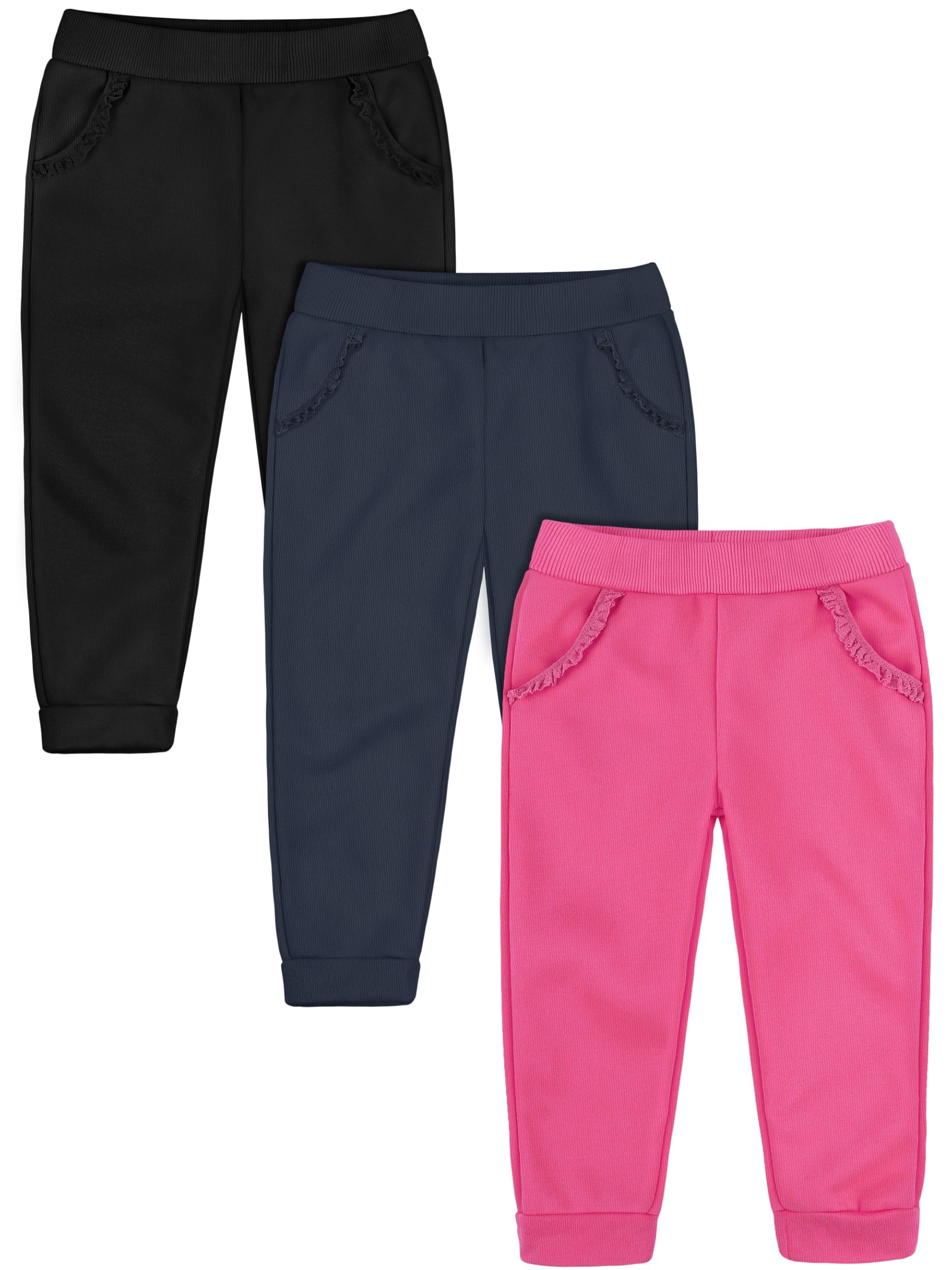 Resinta 3 Packs Baby Toddler Girls' Pull-On Fleece Sweatpants