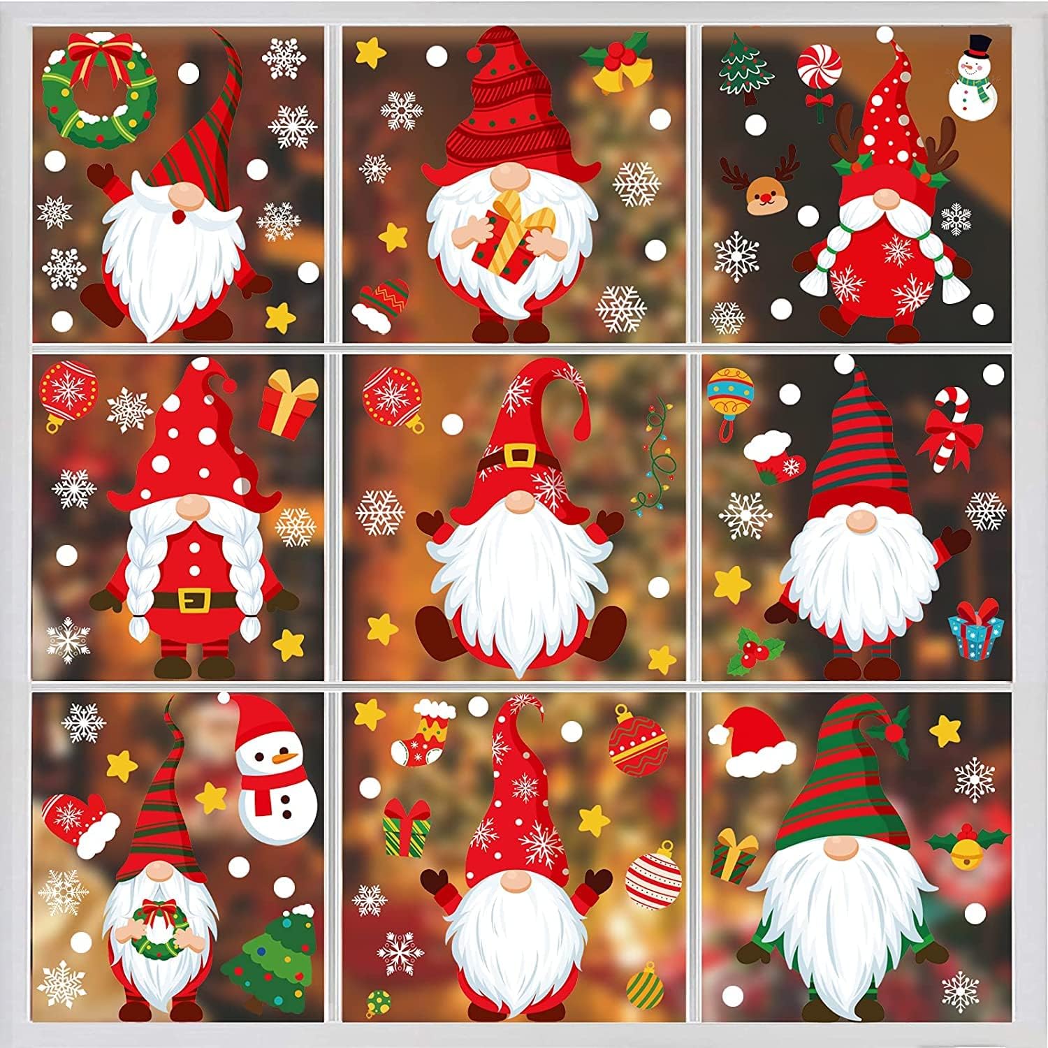 T Tersely Christmas Window Stickers, Christmas Window Clings Christmas Decorations, Christmas Window Decals Stickers for Glass Windows Xmas Holiday (Christmas Gnome)