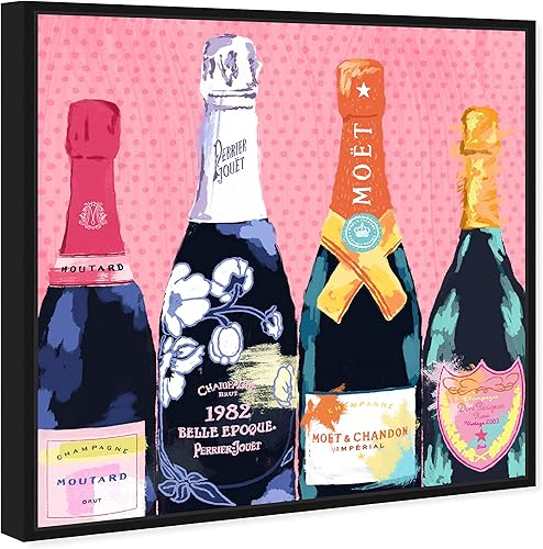 Miniatura 2 de The Oliver Gal Artist Co. Drinks and Spirits - Lienzo decorativo para pared, diseño de Pass The Bottle' Champagne enmarcado, 30 x 30 pulgadas, rosa,