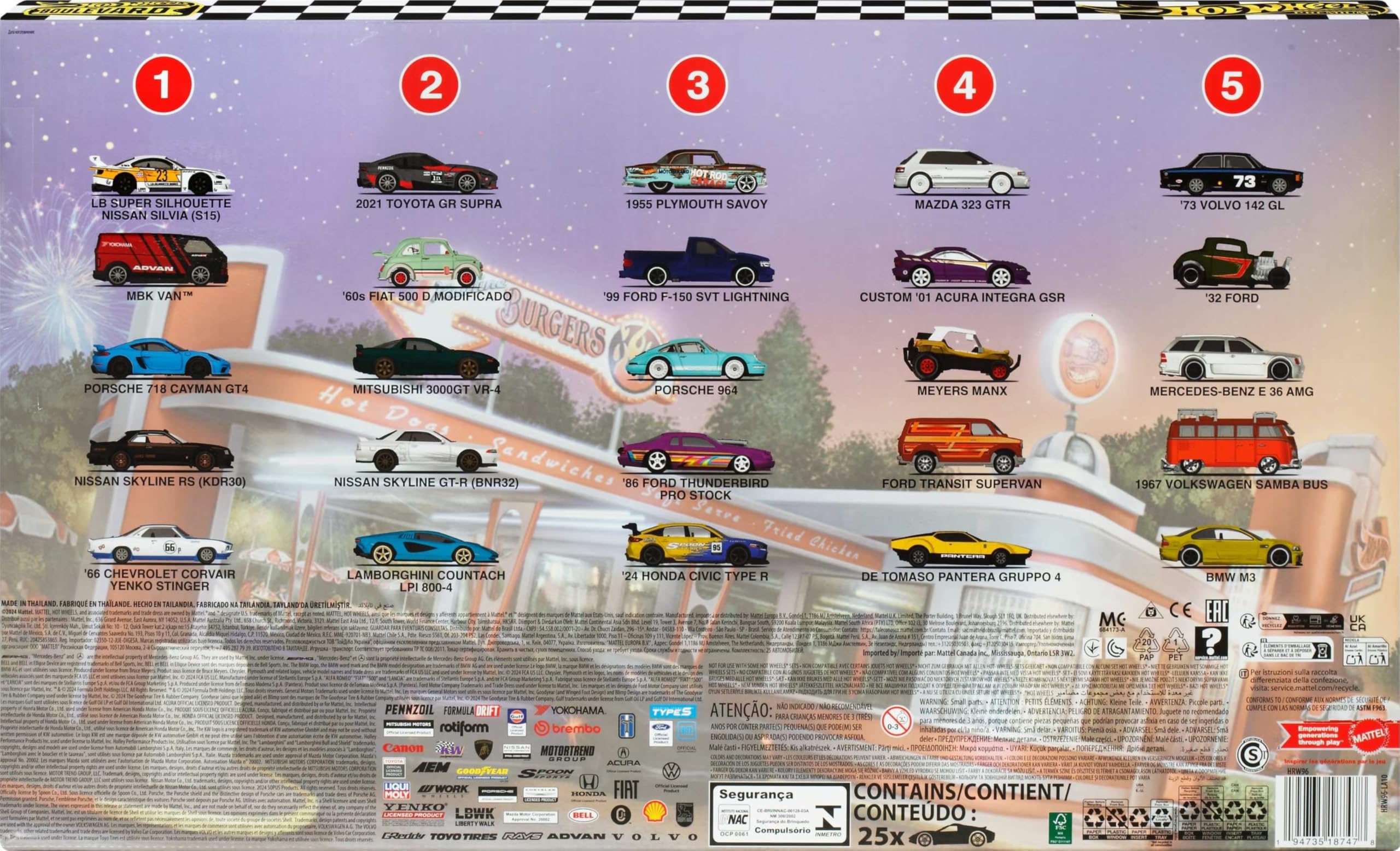 Set Hot Wheels Boulevard 25 Auto In Scala 1:64 - Collezione Premium