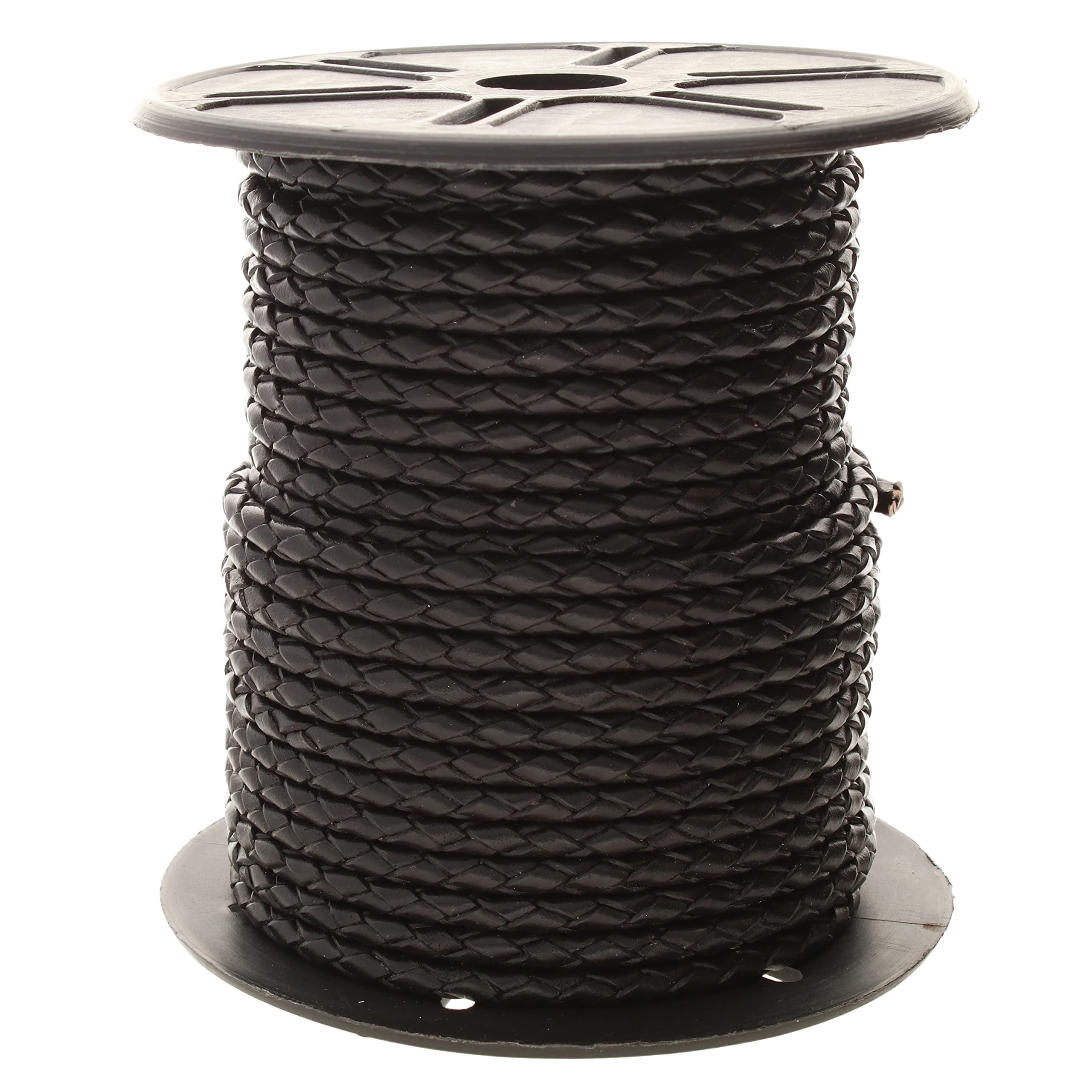 The Beadsmith Cordon bolo tressé en cuir indien tressé à la machine - Bobine de 4 mm - 22,86 m - Idéal pour bracelets de montre, cravates bolo, colliers, accessoires pour cheveux et fabrication de