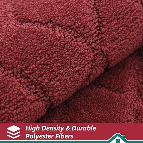 Miniatura 3 de BEQHAUSE Juego de 2 tapetes de cocina antideslizantes lavables a máquina, tapetes de cocina y tapetes suaves para cocina, color rojo, 20 x 30