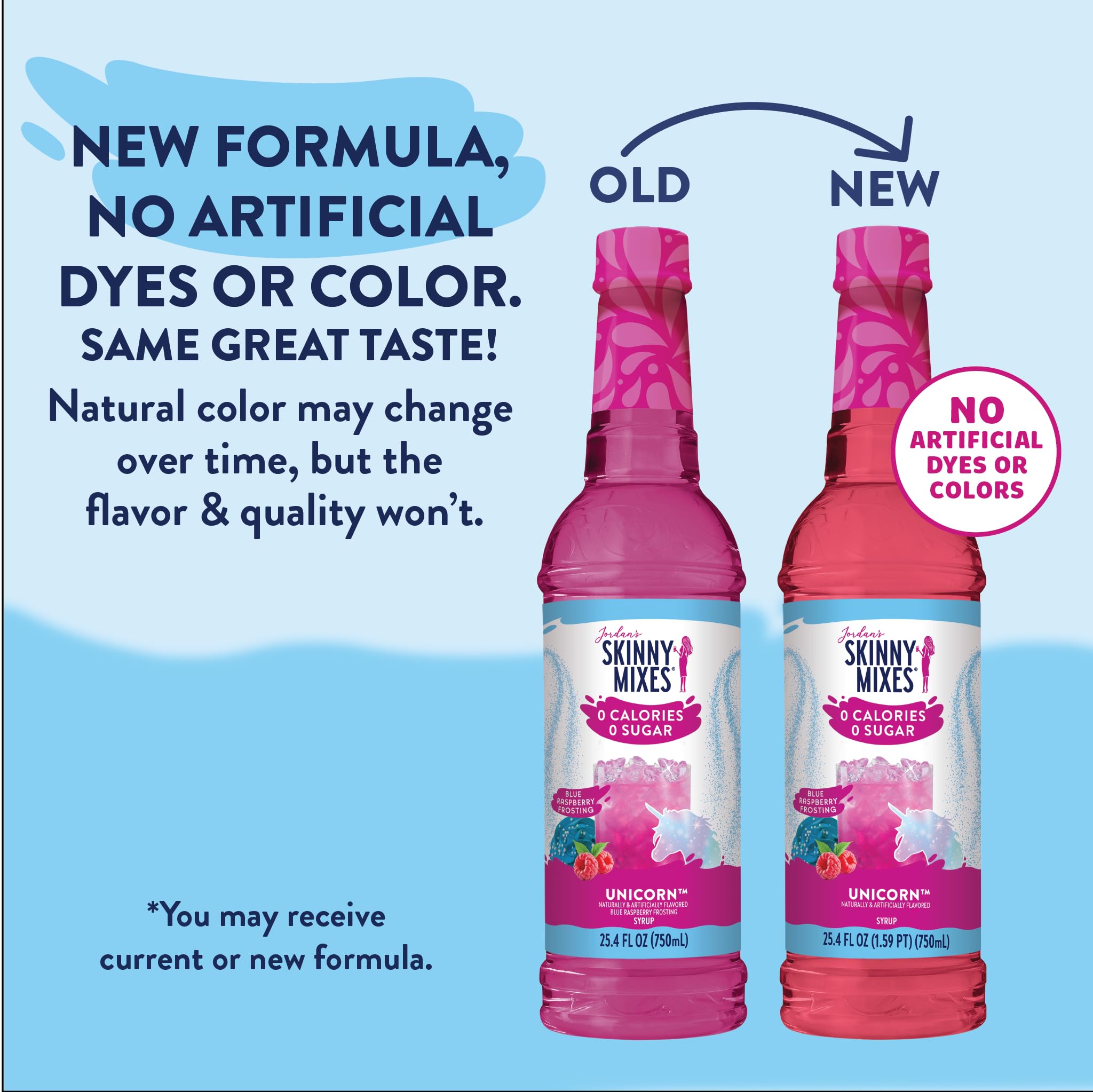 Jordan's Skinny Mixes Sirop sans sucre, goût de licorne, goût fruité, amplificateur, mélange de boissons pour thé glacé, limonade et plus encore, arôme sans calories, respectueux de la céto, 60 ml