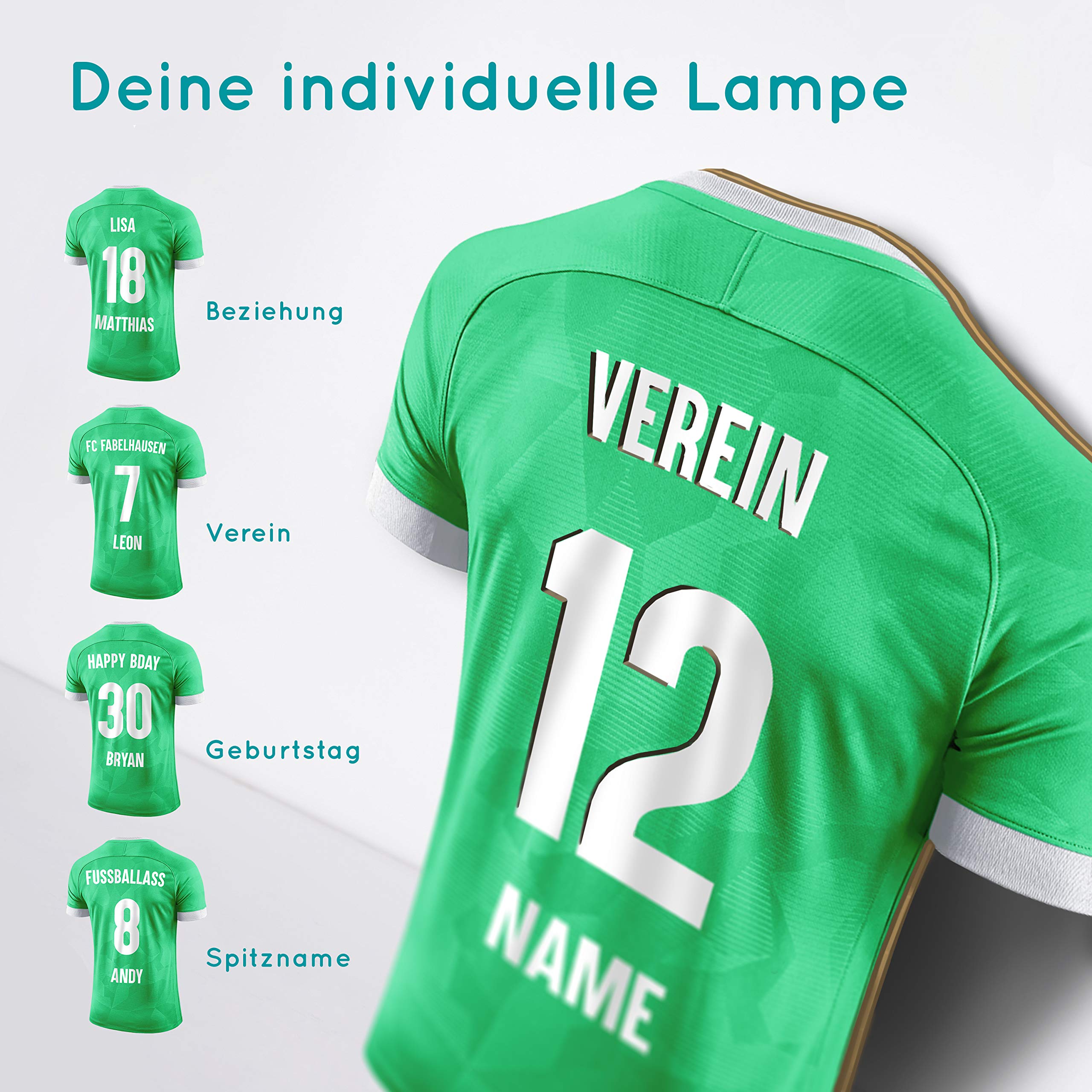 Elbeffekt Trikotlampe für Fürth Fans aus Holz - personalisierbares Geschenk - schenke Dein individuellen Fürth Fanartikel aus Echtholz