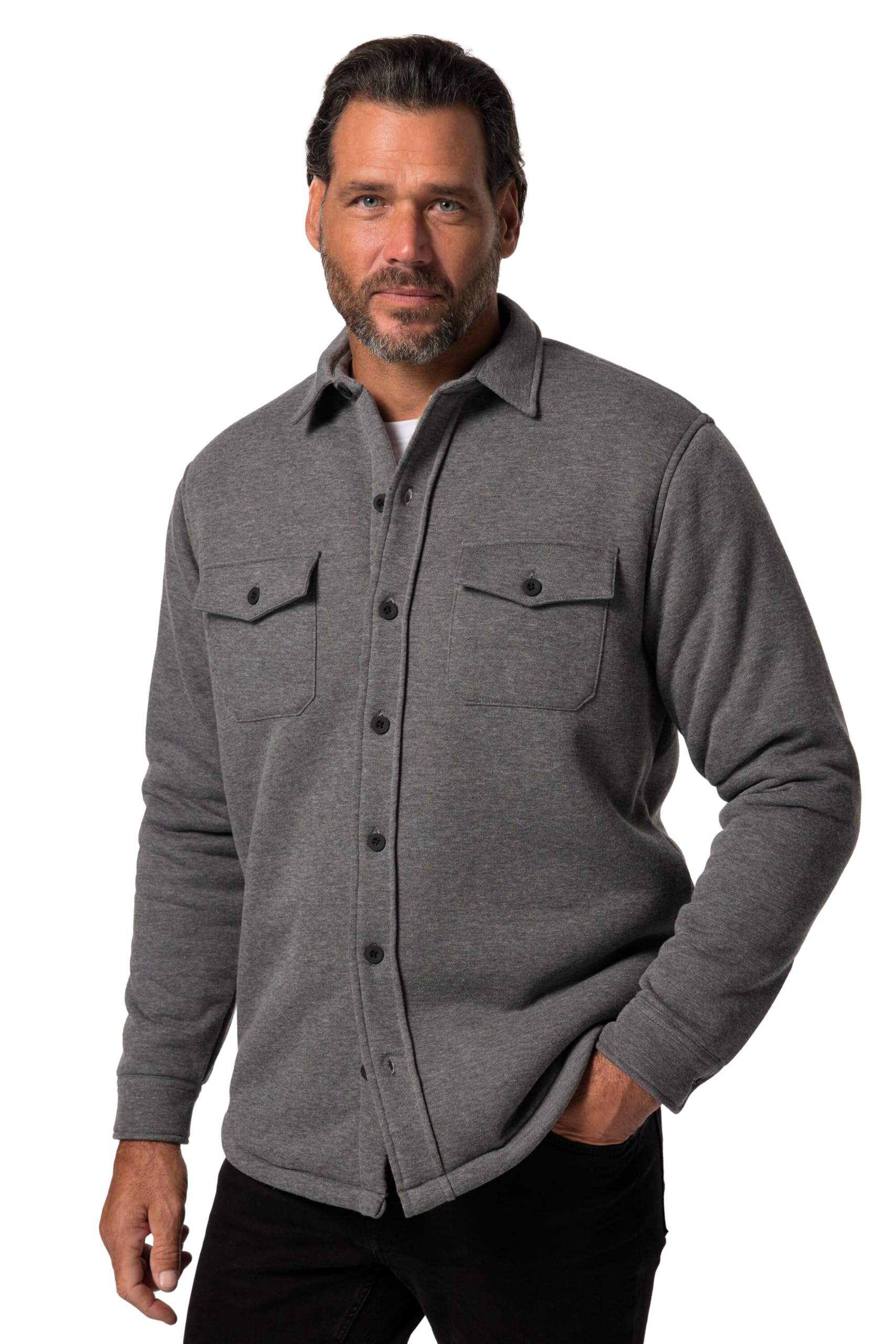 JP 1880 Herren große Größen Übergrößen Menswear L-8XL Sweat-Overshirt, Webfell-Futter 831574