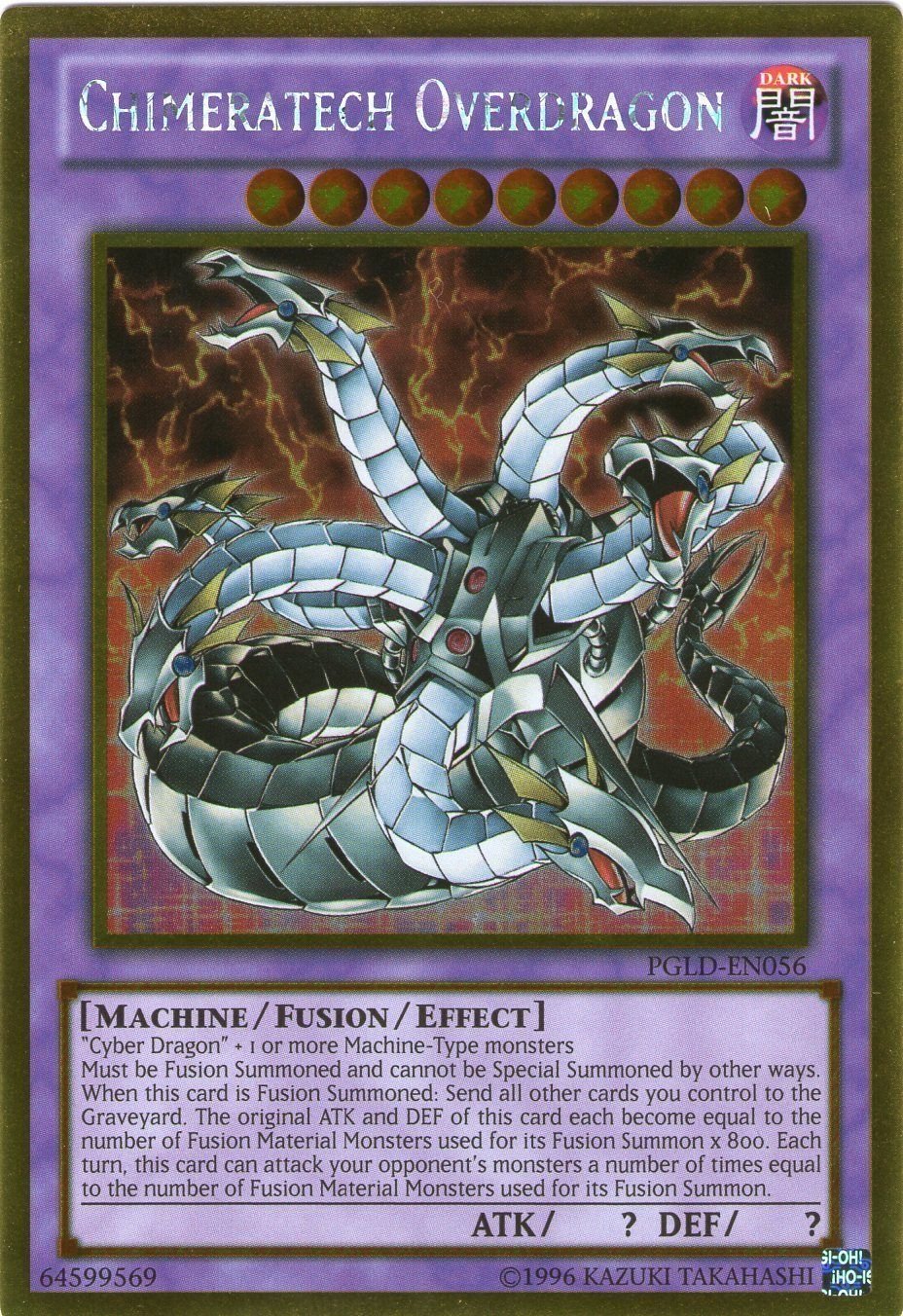 YU-GI-OH! YuGiOh : PGLD-EN056 Chimeratech Overdragon unlimited edition Gold Rare Card