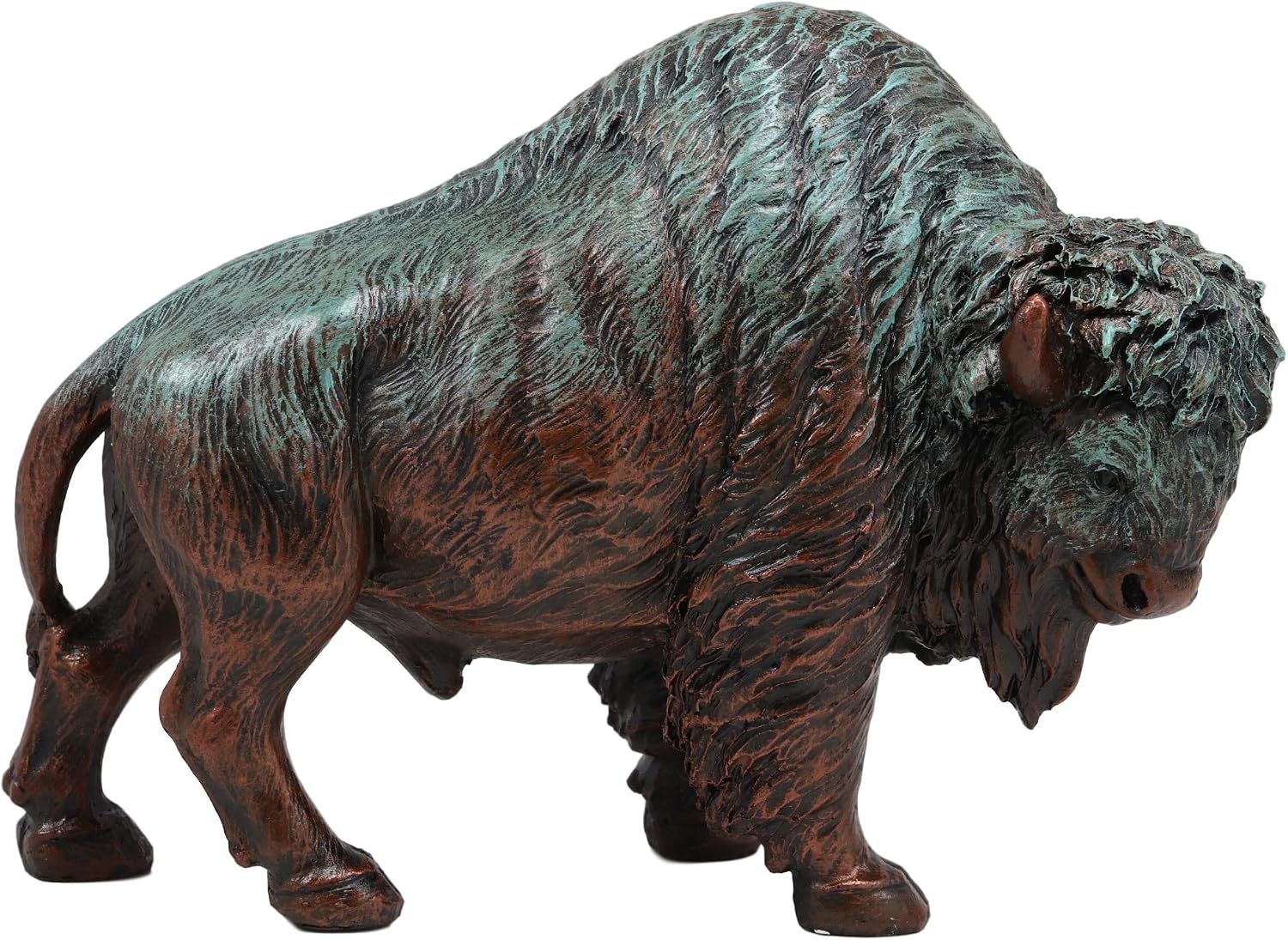 Ebros Gift Native American Bison Buffalo Decorative Resin Figurine Finished in Green Patina Faux Bronze 8.5" Long Symbol of Abundance and Manifestation Animal Totem Spirit Home Accent Decor