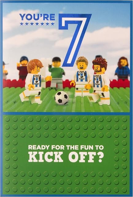 Hallmark Age 7 Birthday Card - Lego Football Design, blue|yellow