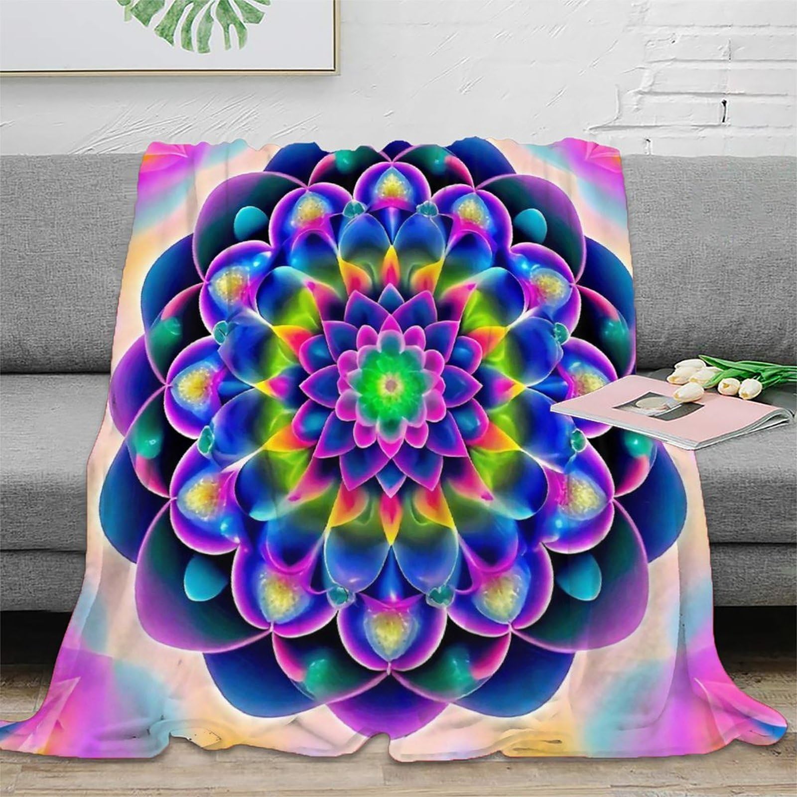 Jeté de canapé microfibre chaude plaid mandala 3D