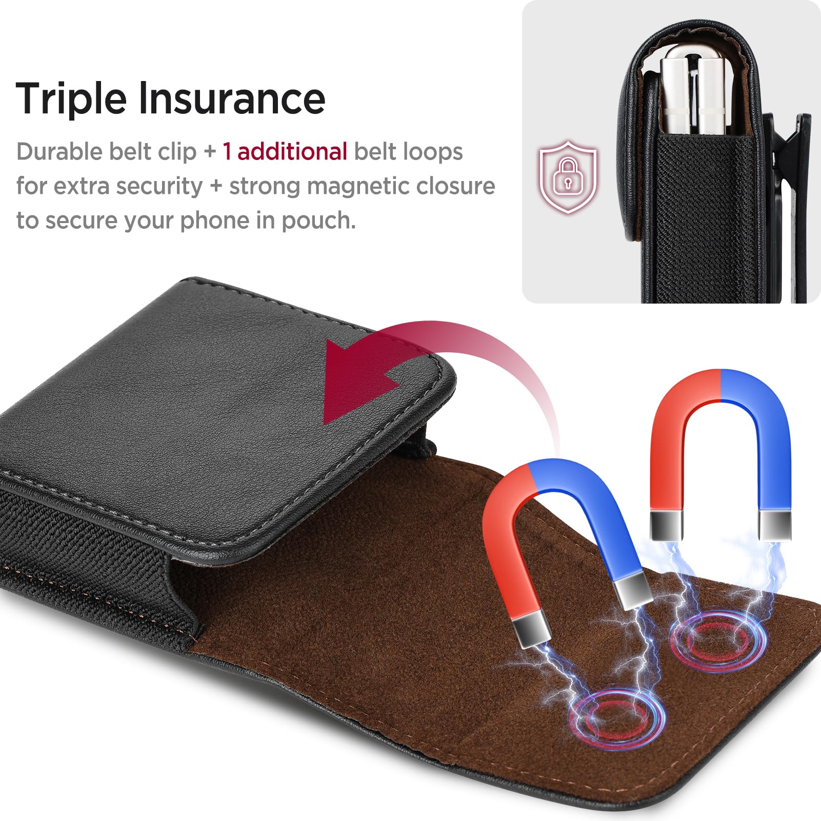 Miimall Etui na telefon komórkowy kompatybilne z Samsung Galaxy Z Flip 7/7FE/6/5/4/3/MOTO Razr40/50/60 Ultra, etui na pasek z klipsem do paska, obracane o 360°, cienkie, skórzane etui na pasek, etui