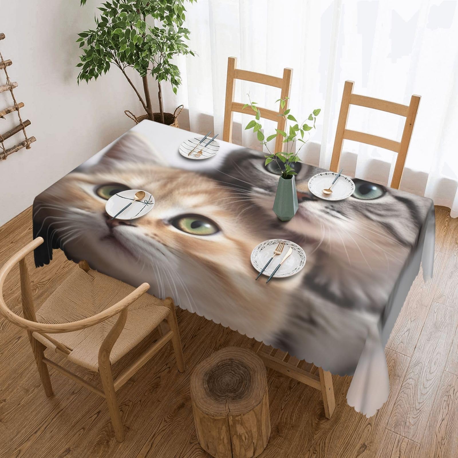 FodPand Cats Tablecloths for Rectangle Tables 54 x 72 Inch - Reusable Washable Dining Table Clothes - Stain and Wrinkle Resistant Decorative Fabric Table Cover for Wedding Party