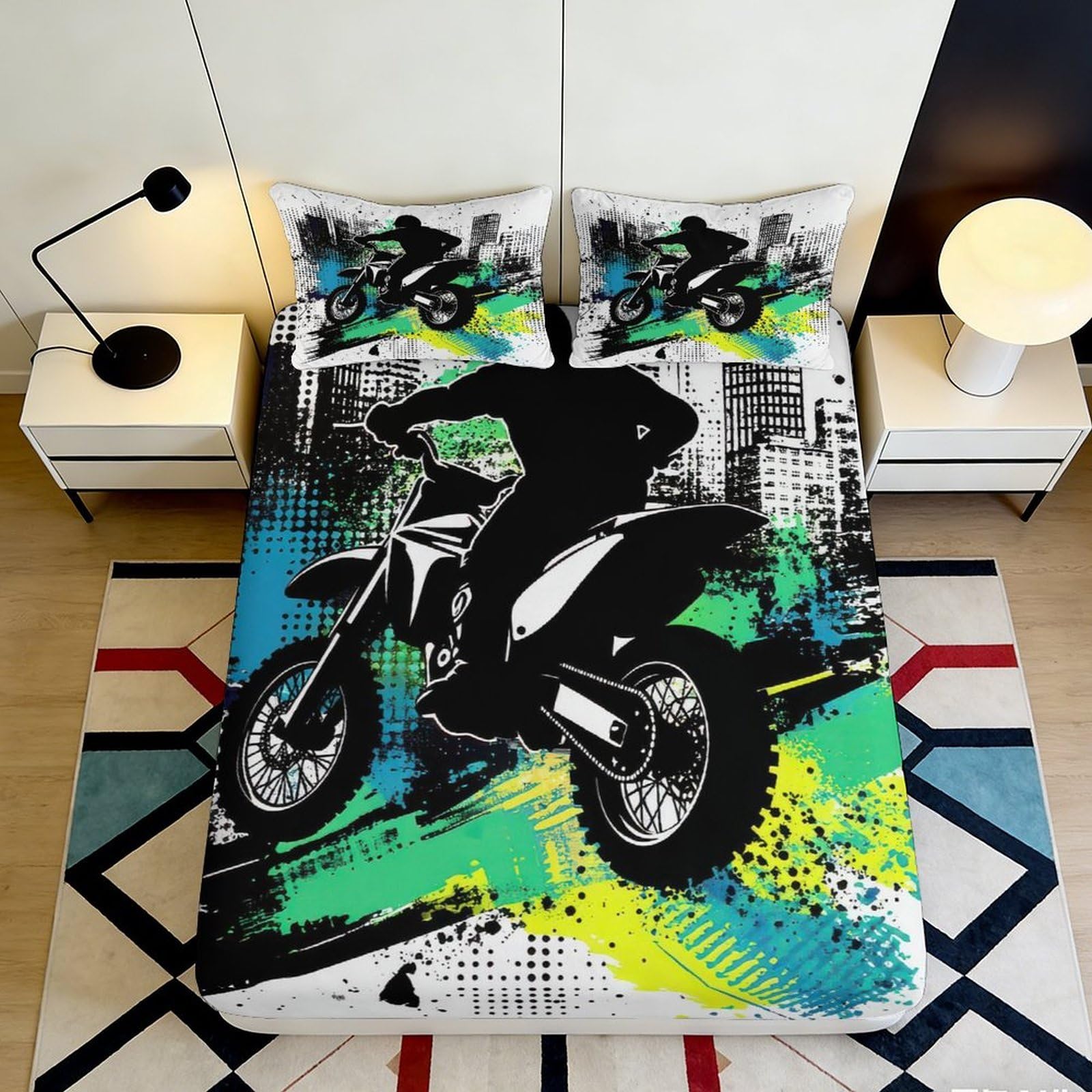 3D Printed Samurai Sakura Fitted Sheet Microfiber Bedroom Bedding Deep Pocket Non-Slip Sakura Mattress Fitted Cover Washable Mattress Protection 180x200x25cm