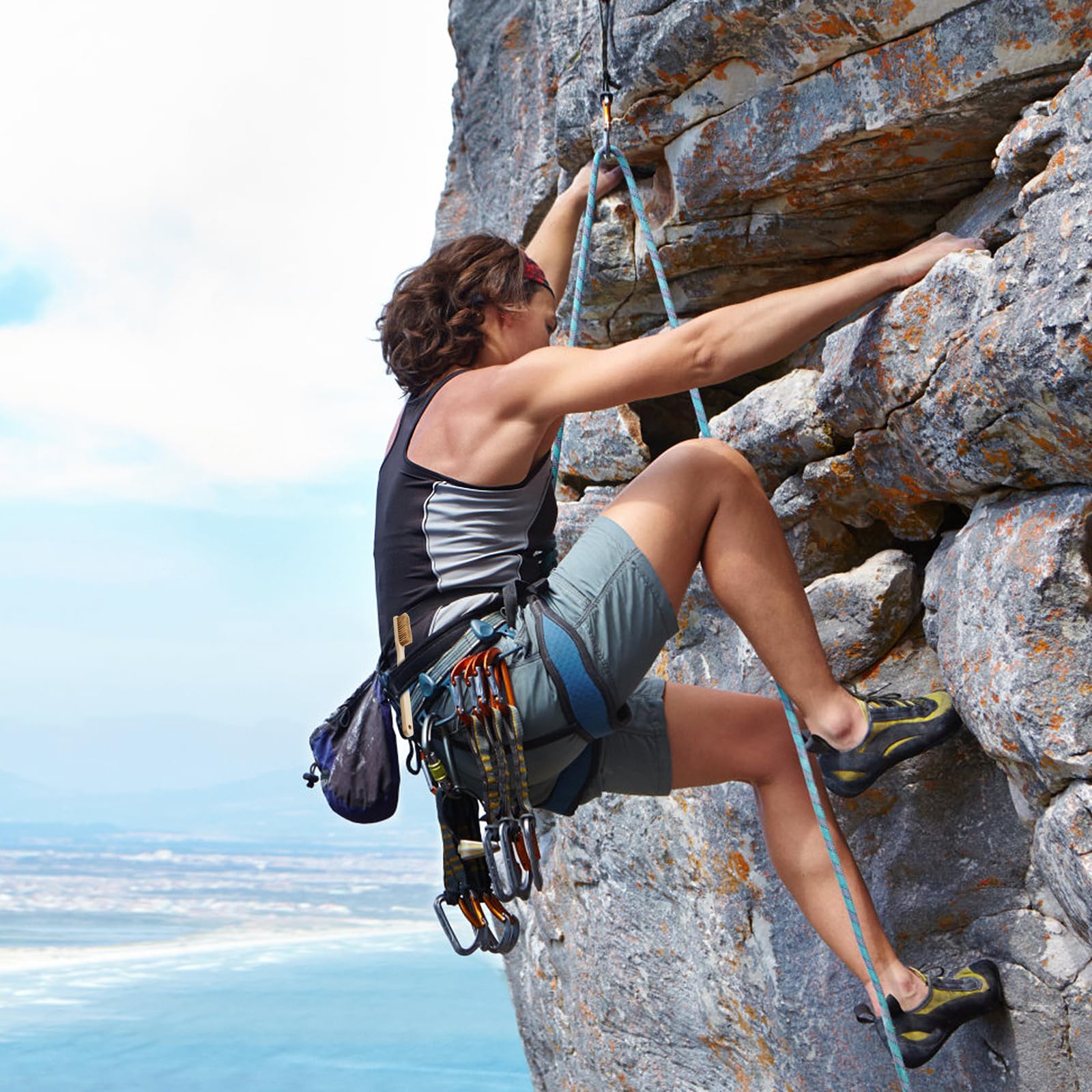 2 Unidad Cepillos de Escalada, Cepillos de Limpieza Boulder, Cepillo Firme para Escaladas en Roca con Cerdas Gruesas de Pelo de Jabalí, Accesorios de Boulders, para Escalada en Roca, Boulder
