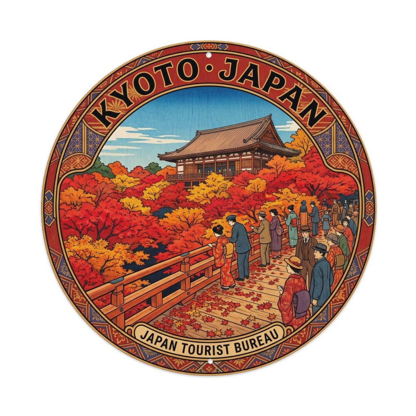 Kyoto Tofukuji Tsutenkyo Bridge Autumn Maple Sea Metal Tin Sign