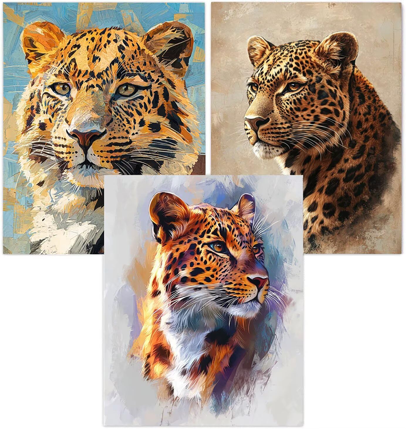 Generico Cnyaunfi 3 Pezzi Animali Pittura Diamante Fai-Da-Te, 5D Beige Diamond Painting Kit Completo per Hobby Creativi Adulti, Per La Decorazione Della Parete Di Casa 70x90cm YF-3209