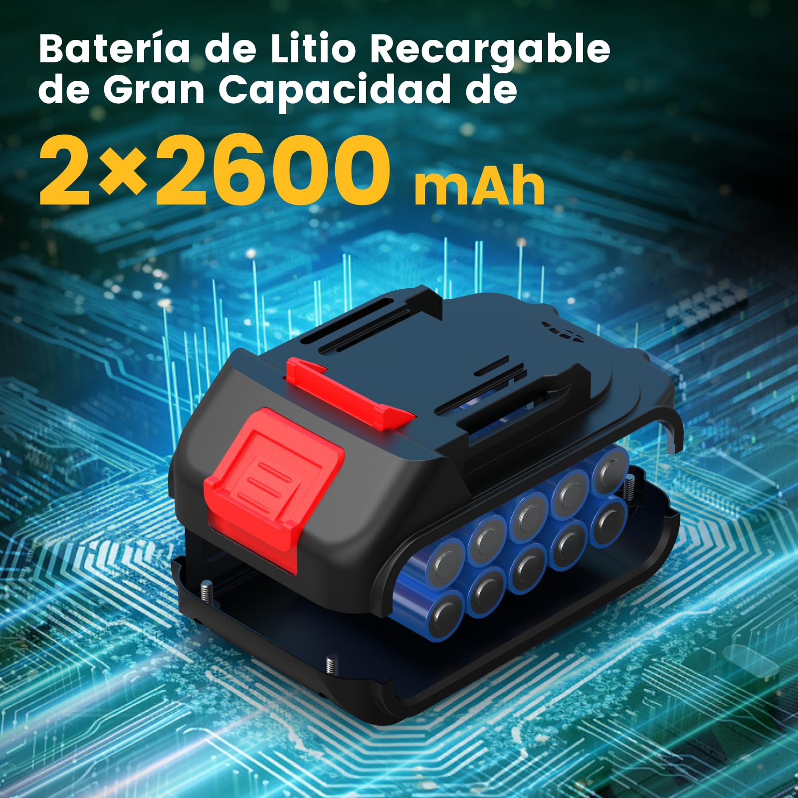 Geevorks Amoladora Angular de Batería de 125mm,21V Amoladora Angular sin Cable,9000rpm Motor Sin Escobillas, 4 Velocidades Regulables,2 Baterías,Empuñadura Auxiliar para Cortar, Moler