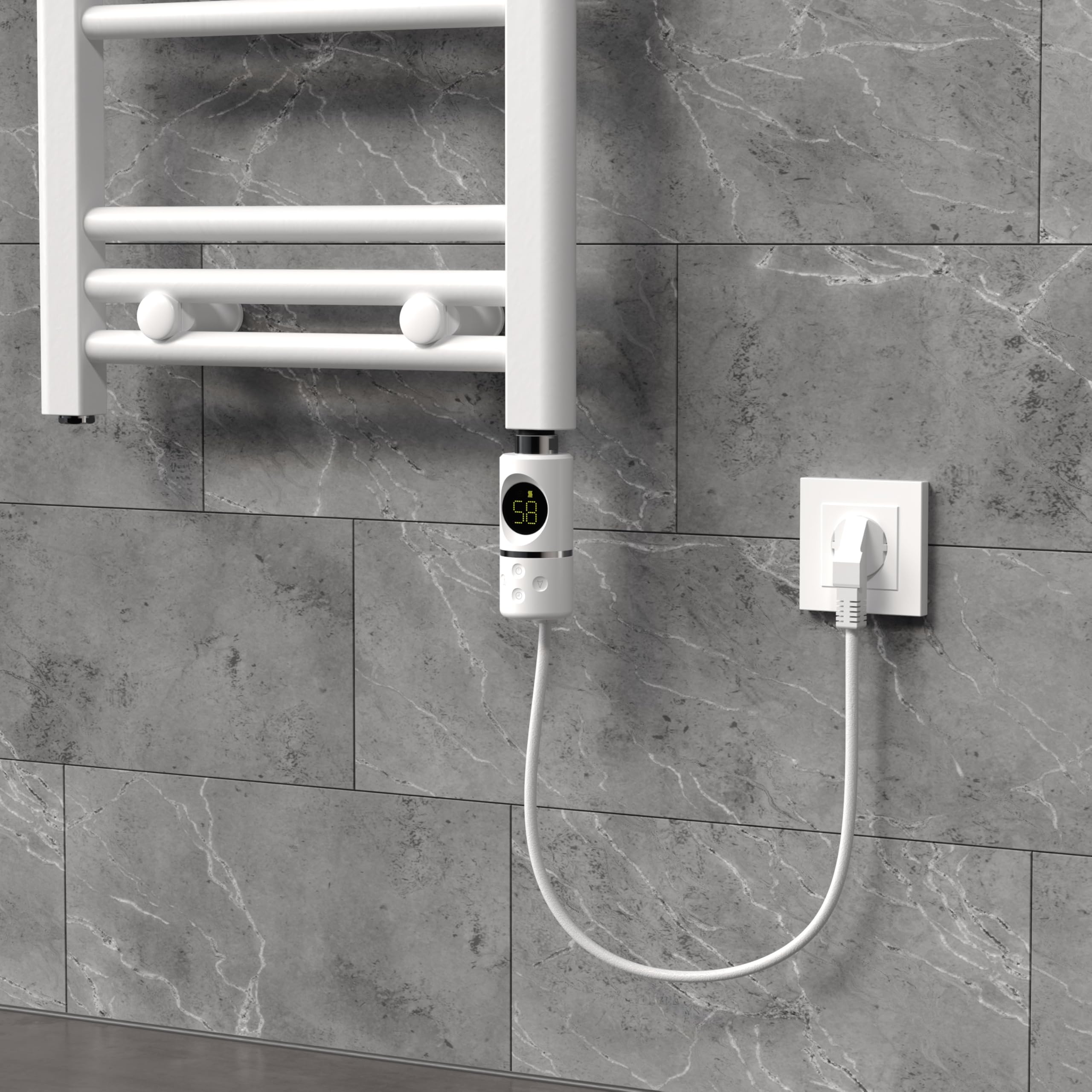 ML-Design Élément Chauffant Blanc 900W avec Thermostat et Écran LCD Résistance Électrique pour Radiateur Salle de Bain avec Interrupteur Marche/Arrêt Mode Minuterie Régulateur de Température