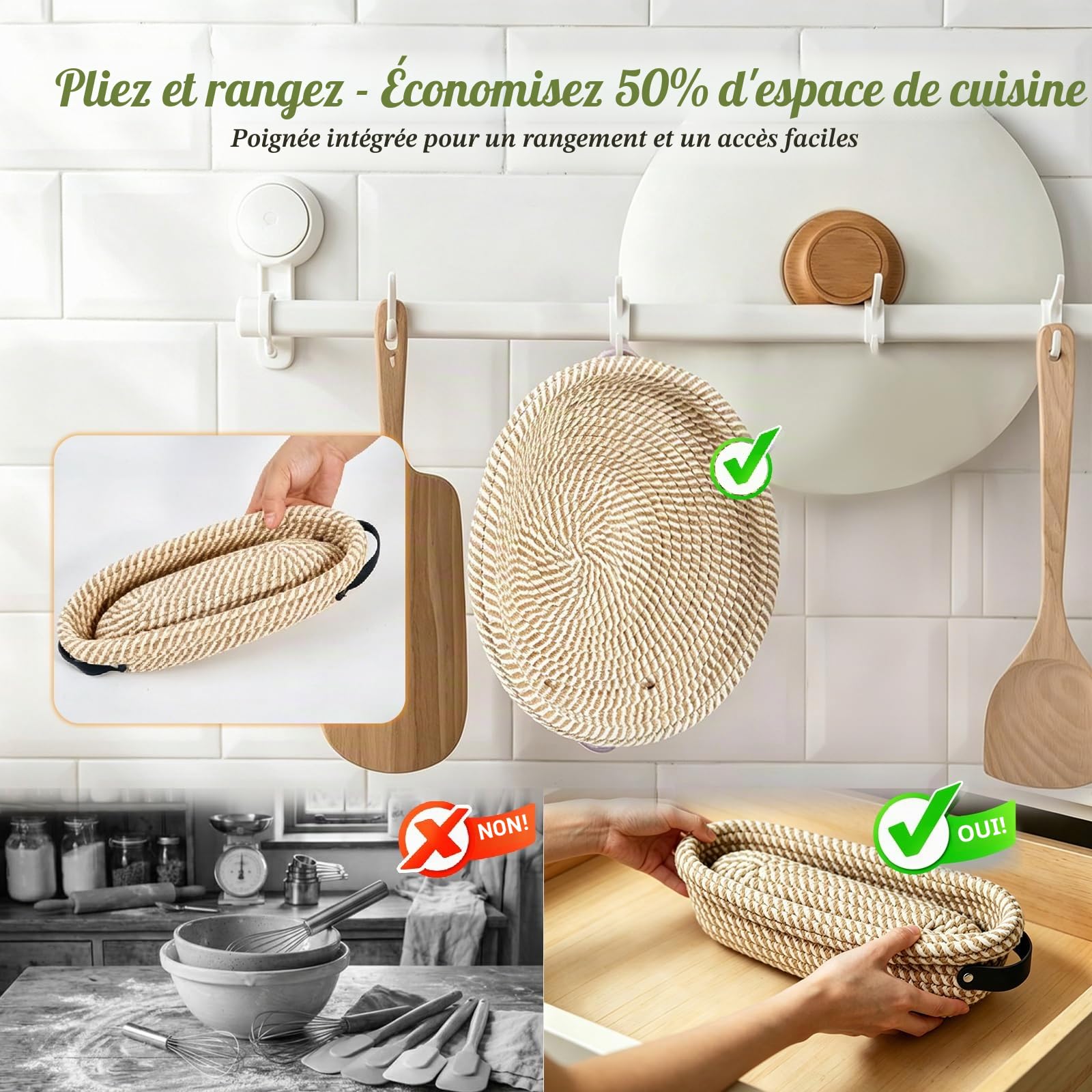 21 Pièces Kit Pain au Levain avec 25cm Ovale et 23cm Rond Corde en Coton Pliable Banneton, Kit Pain avec 650ml Bocal Levain,Sourdough Starter Kit pour Pâtissiers Débutants et Expérimentés