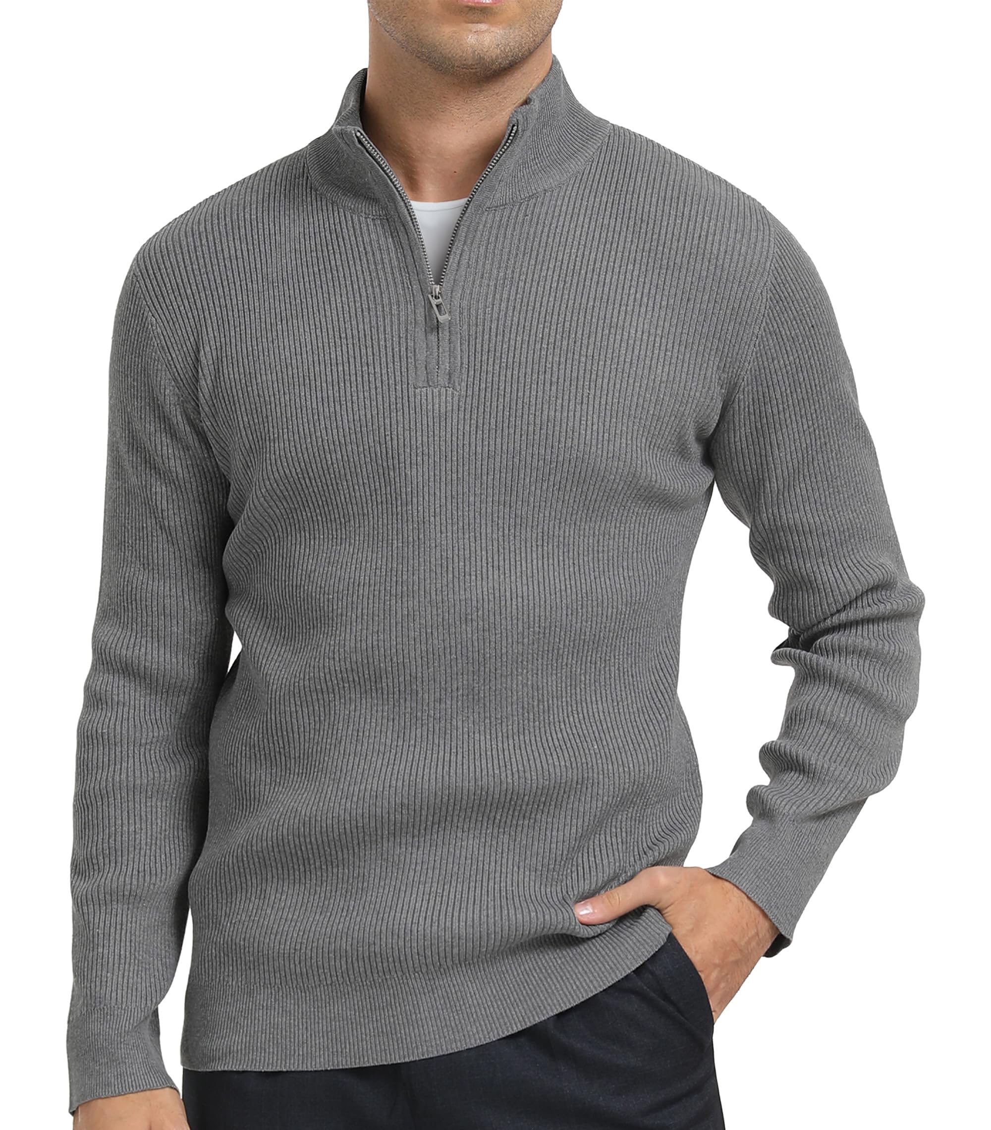 DAFENP Maglione Uomo Invernale Collo Alto con Zip Pullover Dolcevita Lavoro Caldo Lungo Sweater