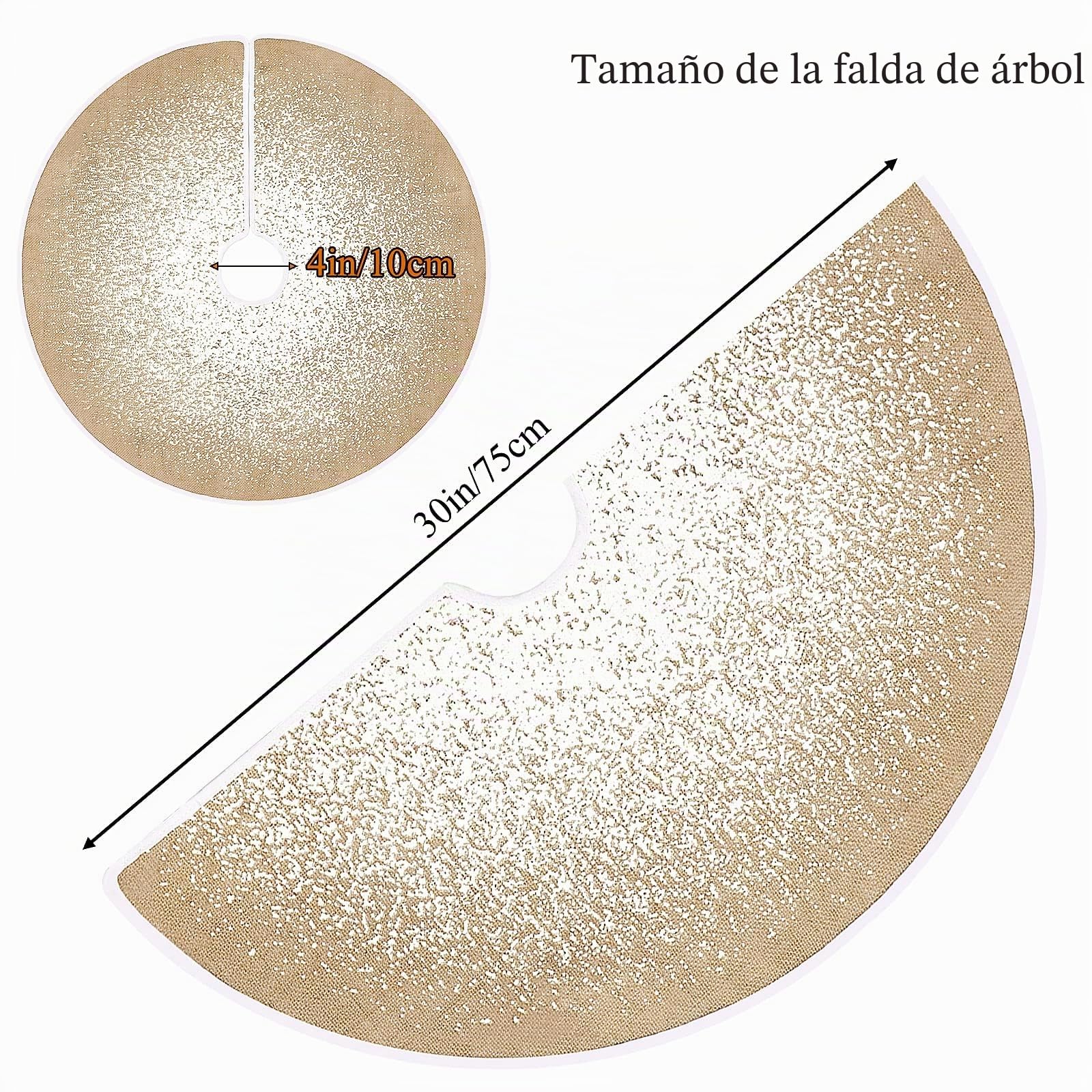 N&T NIETING Falda para árbol de Navidad, 75 cm, arpillera con purpurina blanca, copos de nieve, punto caqui, manta para árbol de Navidad, decoración para vacaciones, fiestas, árbol de Navidad