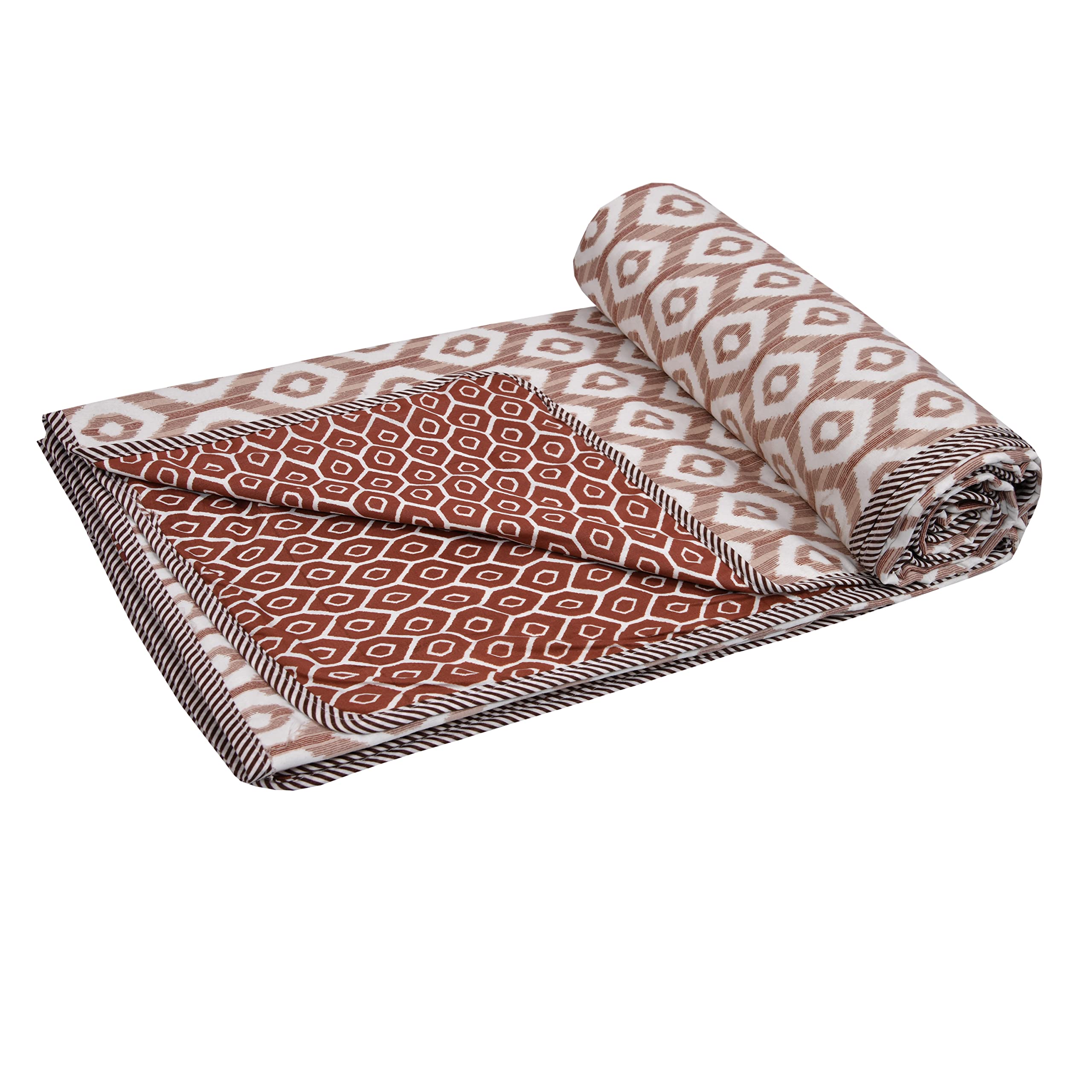 CHICERY Cotton Reversible Dohar/AC Blanket for Double Bed |All Weather Light Weight | Pack of 1-Brown dot (B0C28FTRYD) Amazon Price History, Amazon Price Tracker
