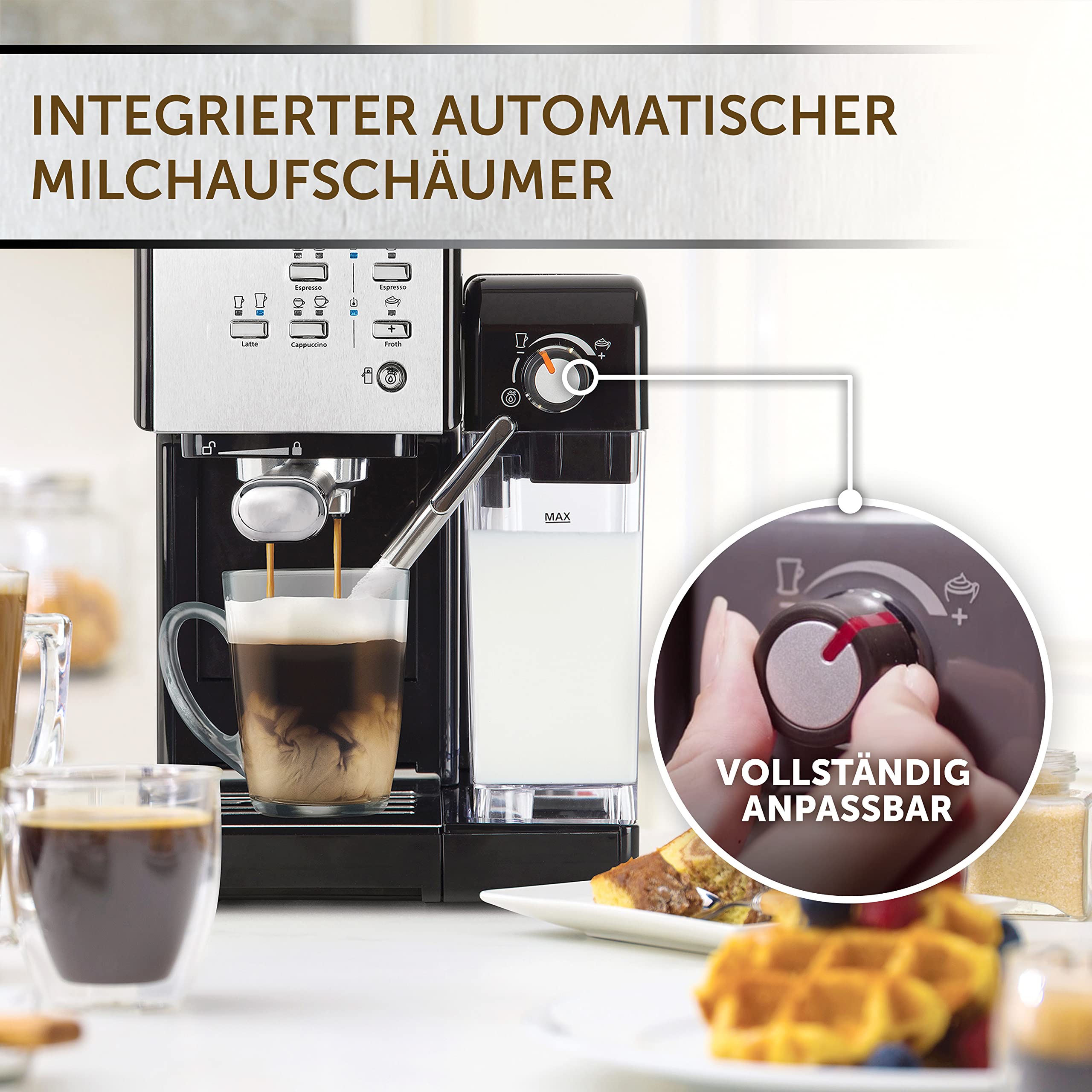 Breville Prima Latte II Espresso | Latte- und Cappuccino-Maschine | 15-bar-Profipumpe und Milchaufschäumer | Silber [VCF108X]