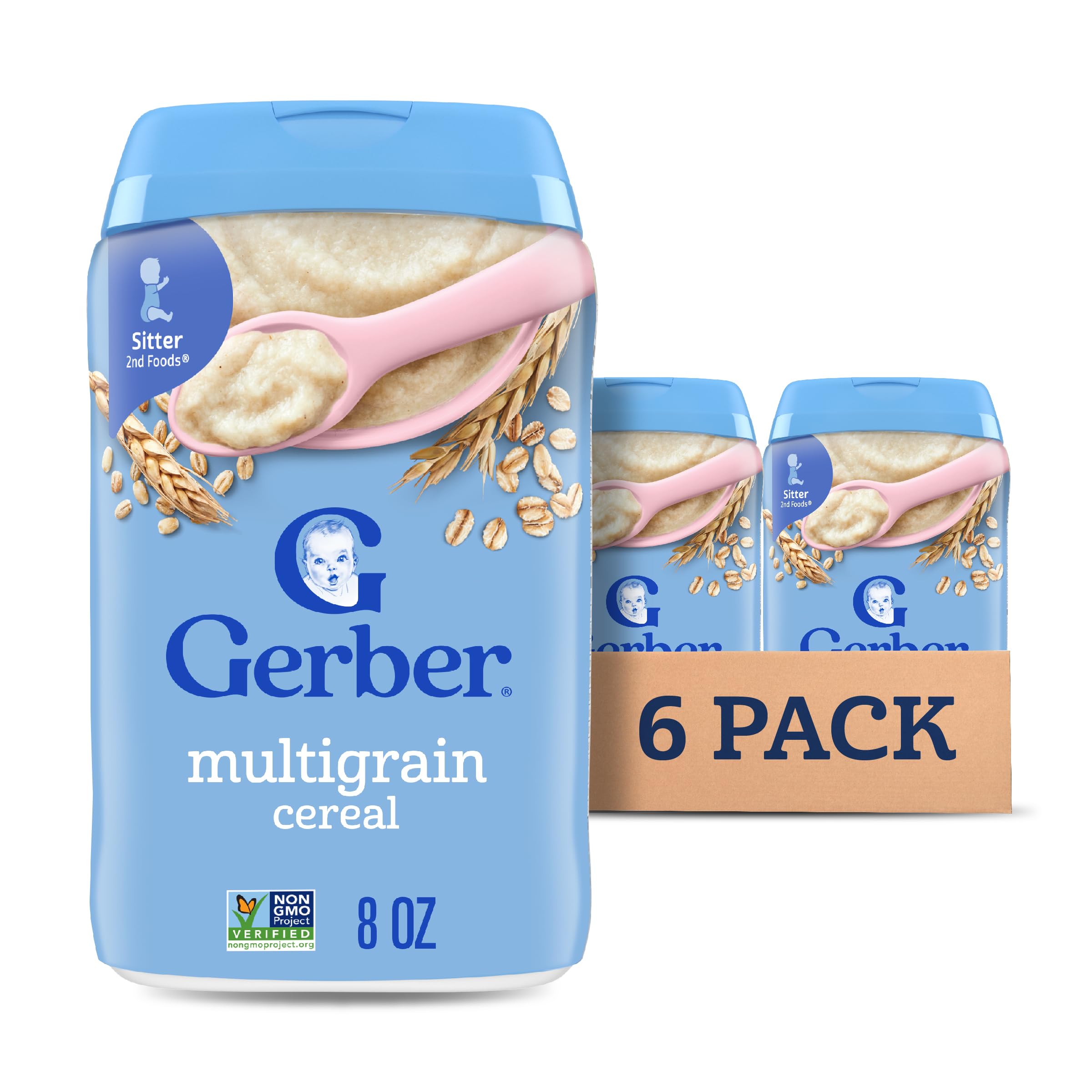 GerberBaby Cereal 2nd Foods, Grain & Grow, Multigrain, 8 Ounces (Pack of 6)