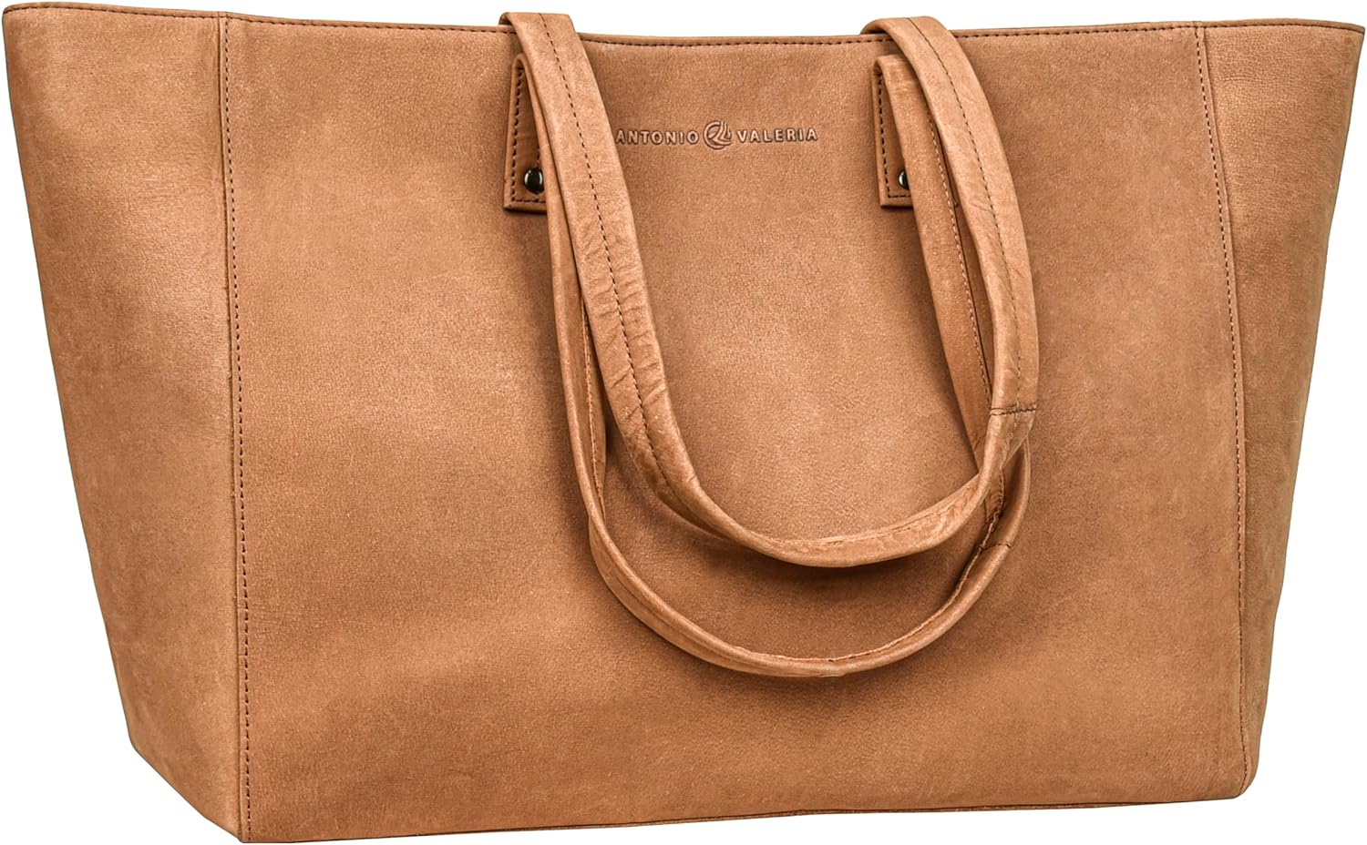 ANTONIO VALERIA Gift For Mothers Day Avery Leather Tote/Top Handle Shoulder Bag for Women Crazy Horse Cognac