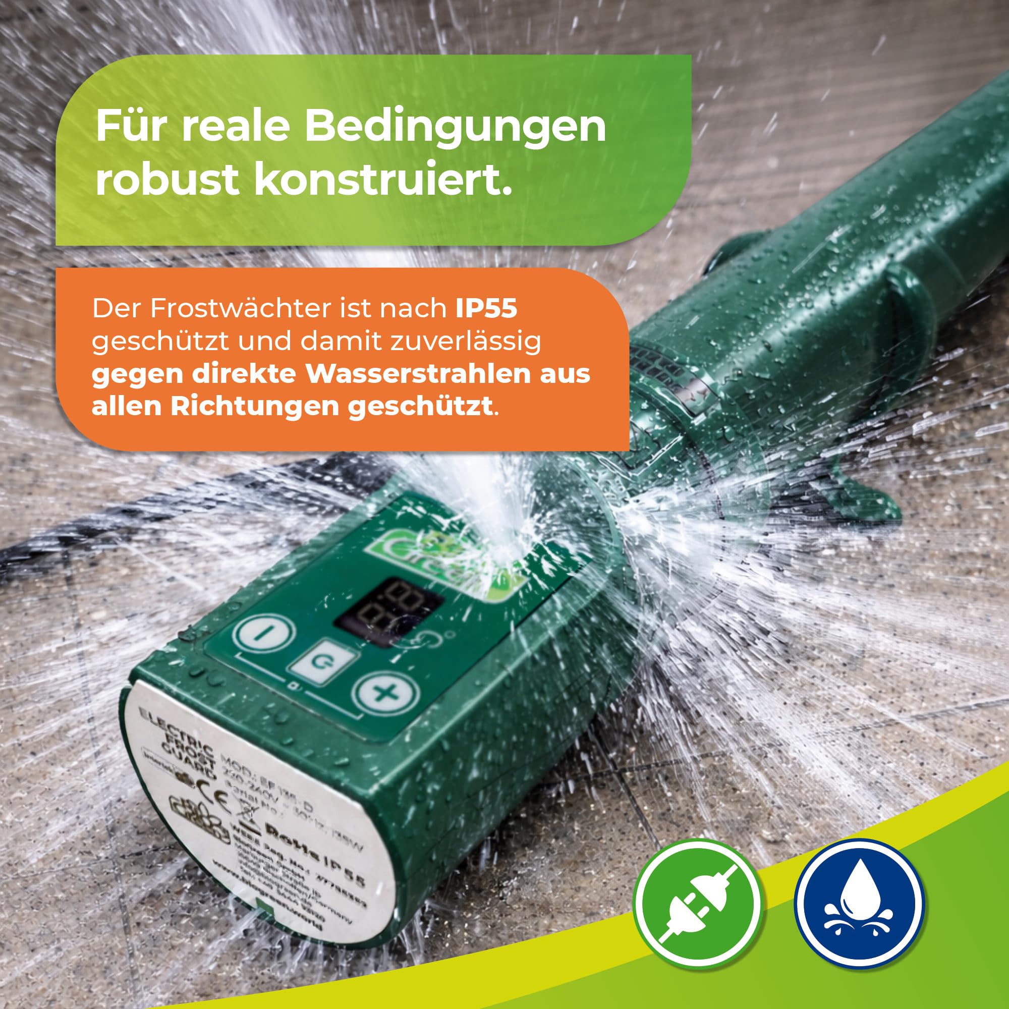 BioGreen elektrische Heizung für Gewächshäuser | Frostwächter inkl. Digitalthermostat | 135 W Gewächshausheizung mit Überhitzungsschutz | IP55
