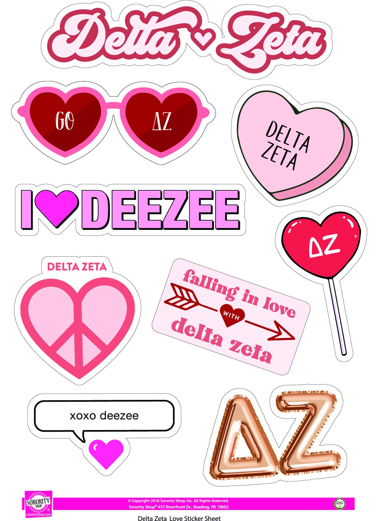 Delta Zeta - Sticker Sheet - Love Theme
