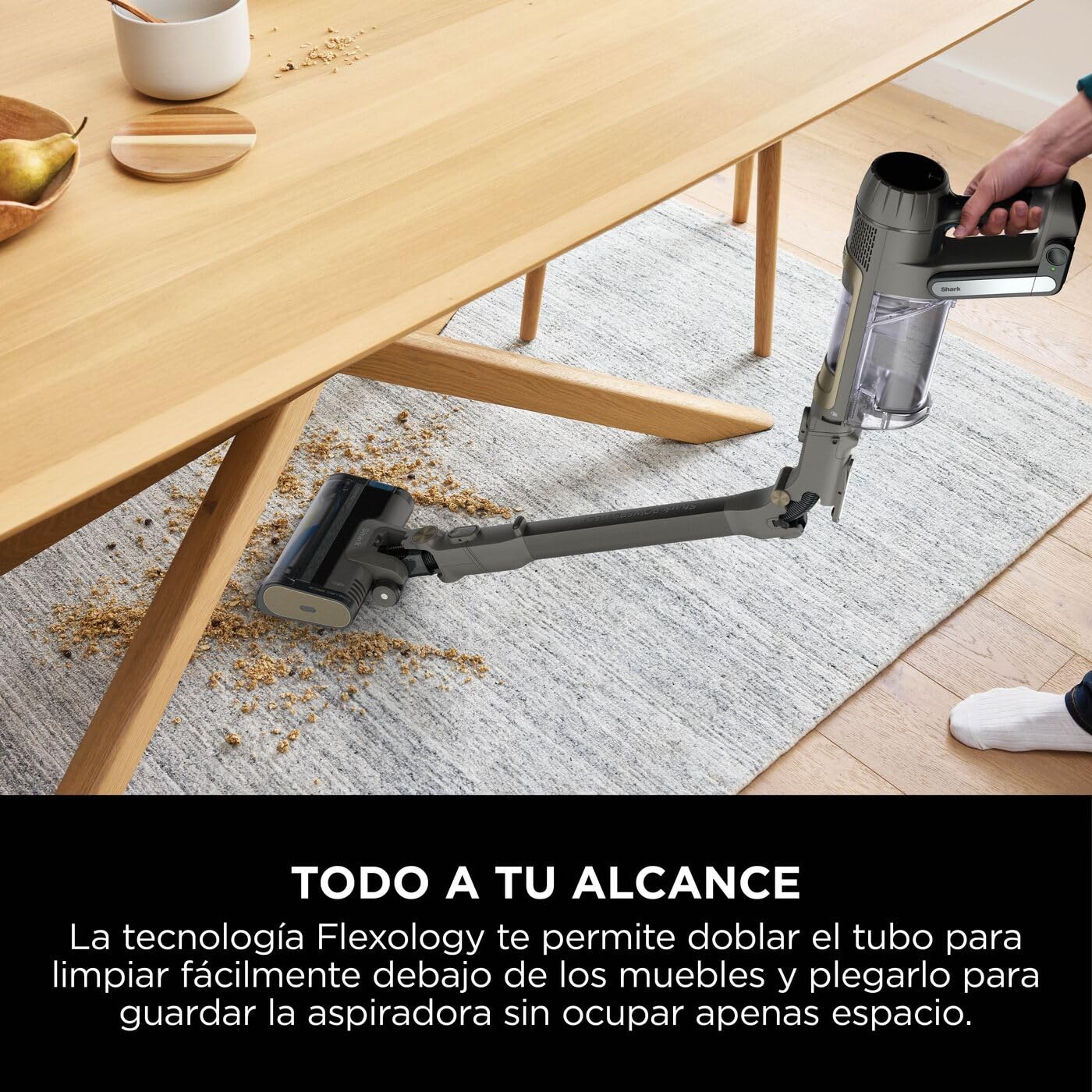 Shark PowerDetect Clean & Empty Aspiradora inalámbrica con PowerFins Detect y Reverse Clean, estación de 2 L, Anti Hair Wrap Plus, hasta 70 min, Accesorios para Pelo de Mascotas, Gris, IP3225EUT