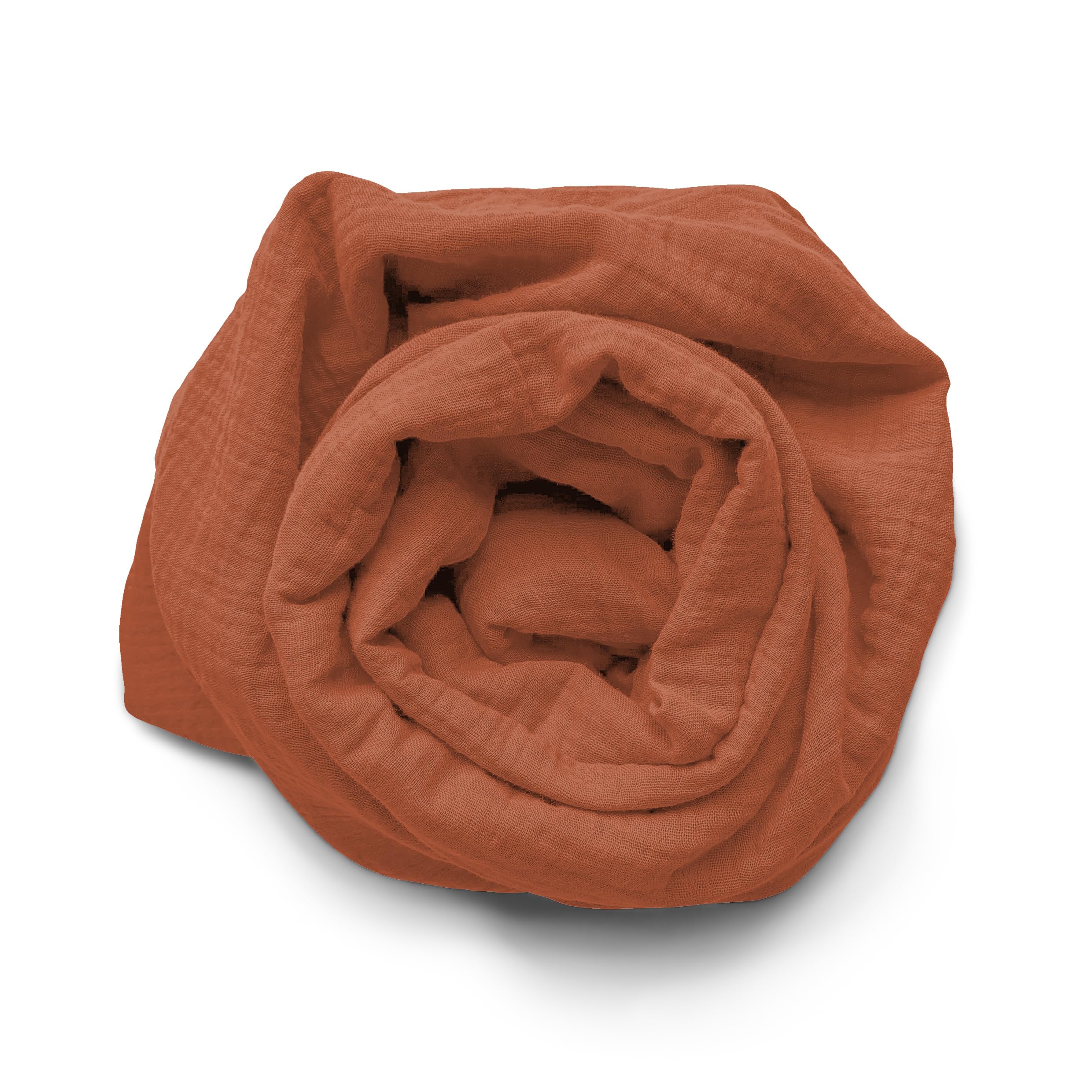 100% Cotton Gauze Fitted Sheet, 180 x 200 x 30 cm, Terracotta