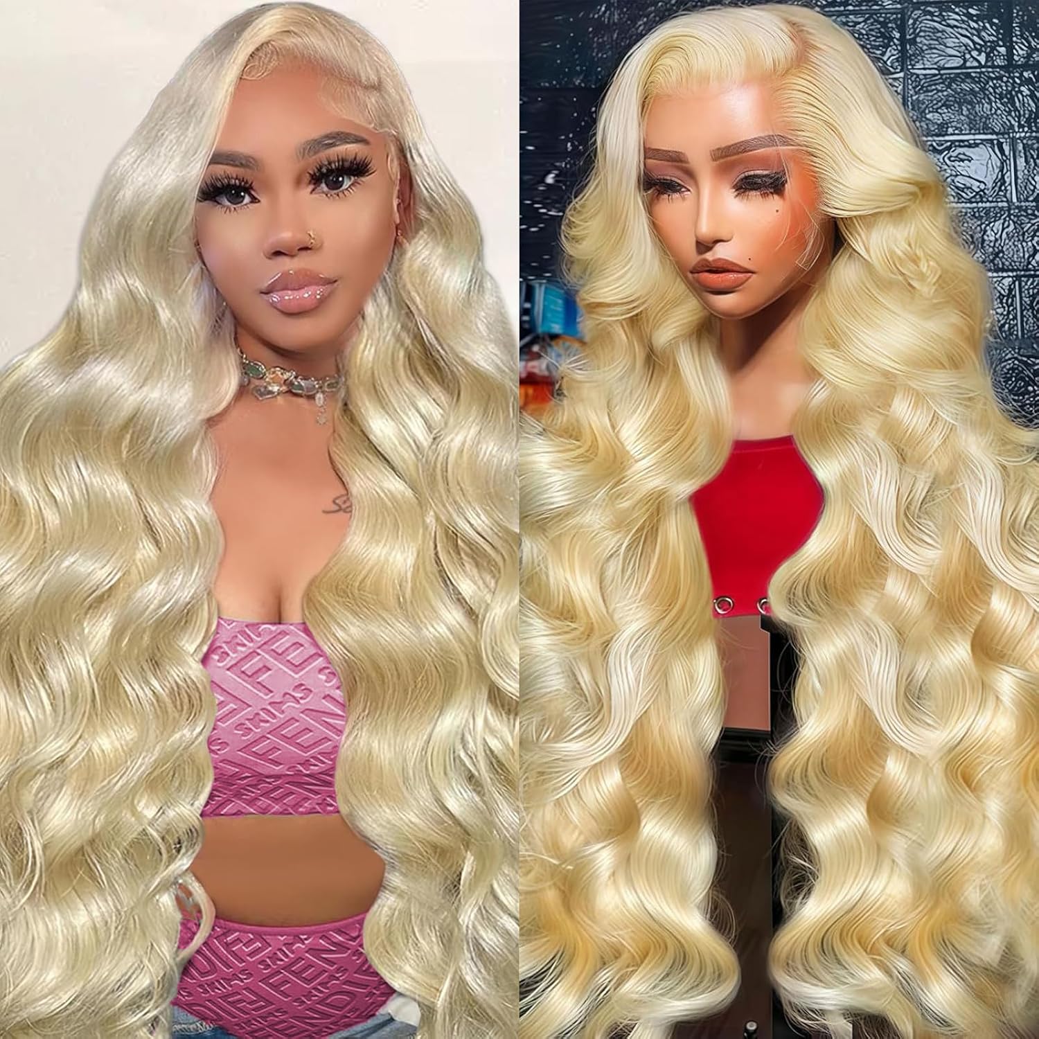 13x4 Lace Front Wig Human Hair 28 Inch Body Wave Blonde Wig, Heat Resistant, Lace Front, Natural, Wavy, Contemporary, Female, Wig, Wigs