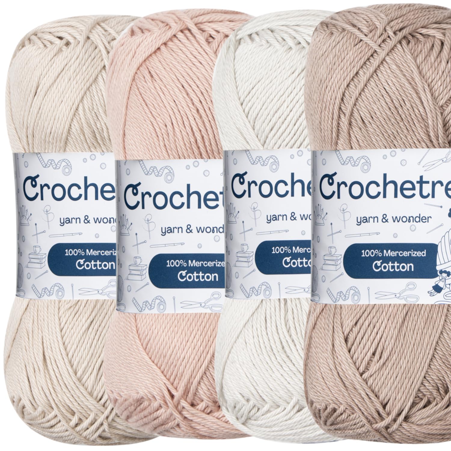 Premium Mercerized Cotton Yarn for Crochet & Knitting – Fingering Weight 4-Ply, 50g (1.76 oz) / 125 m (136 yds), High-Gloss, Anti-Splitting, Fade-Resistant Cotton (Natural Sand)
