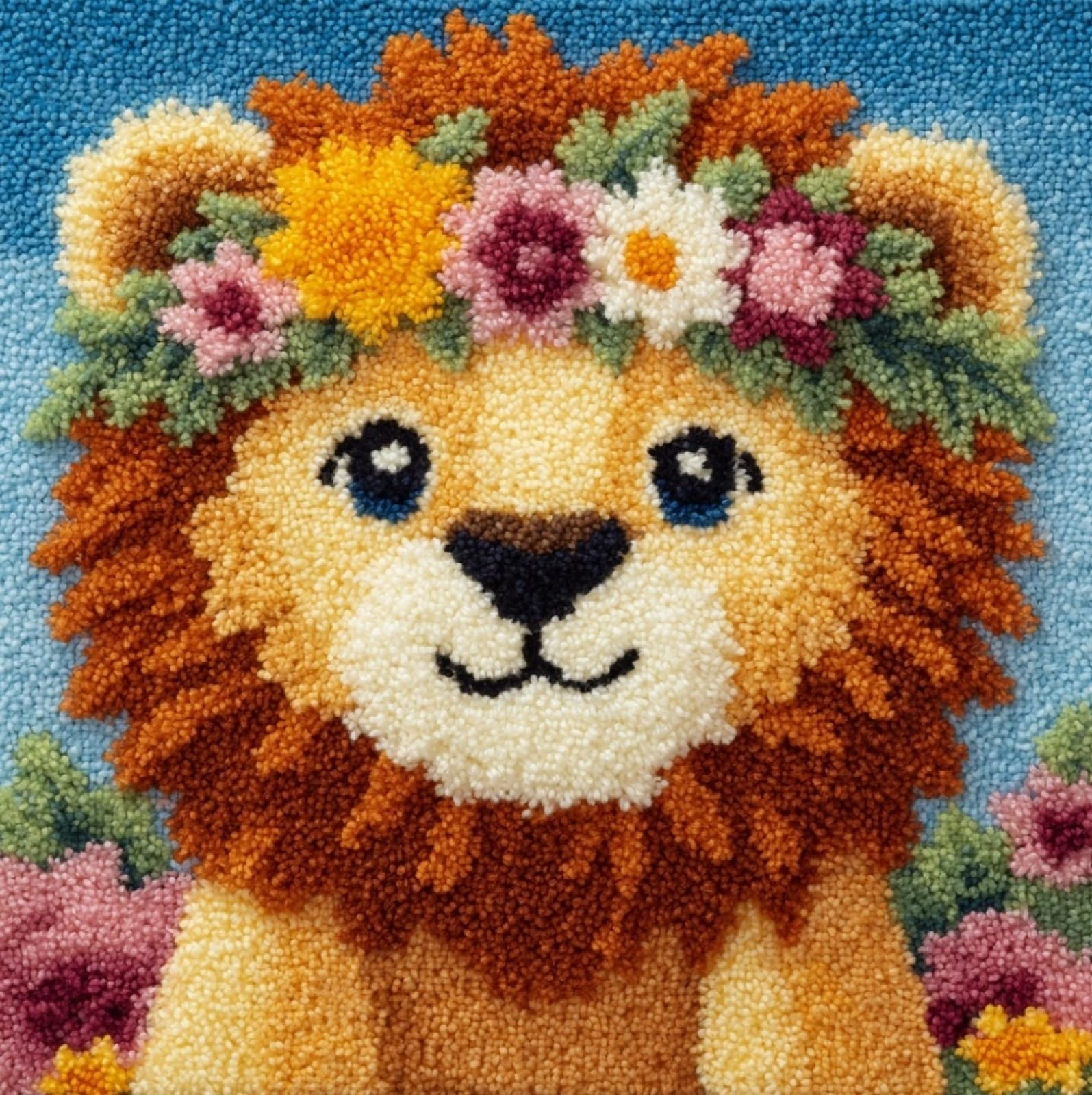 Wallustrioaw Lion With A Wreath Latch Hook Pillow Kit 43X43cm,