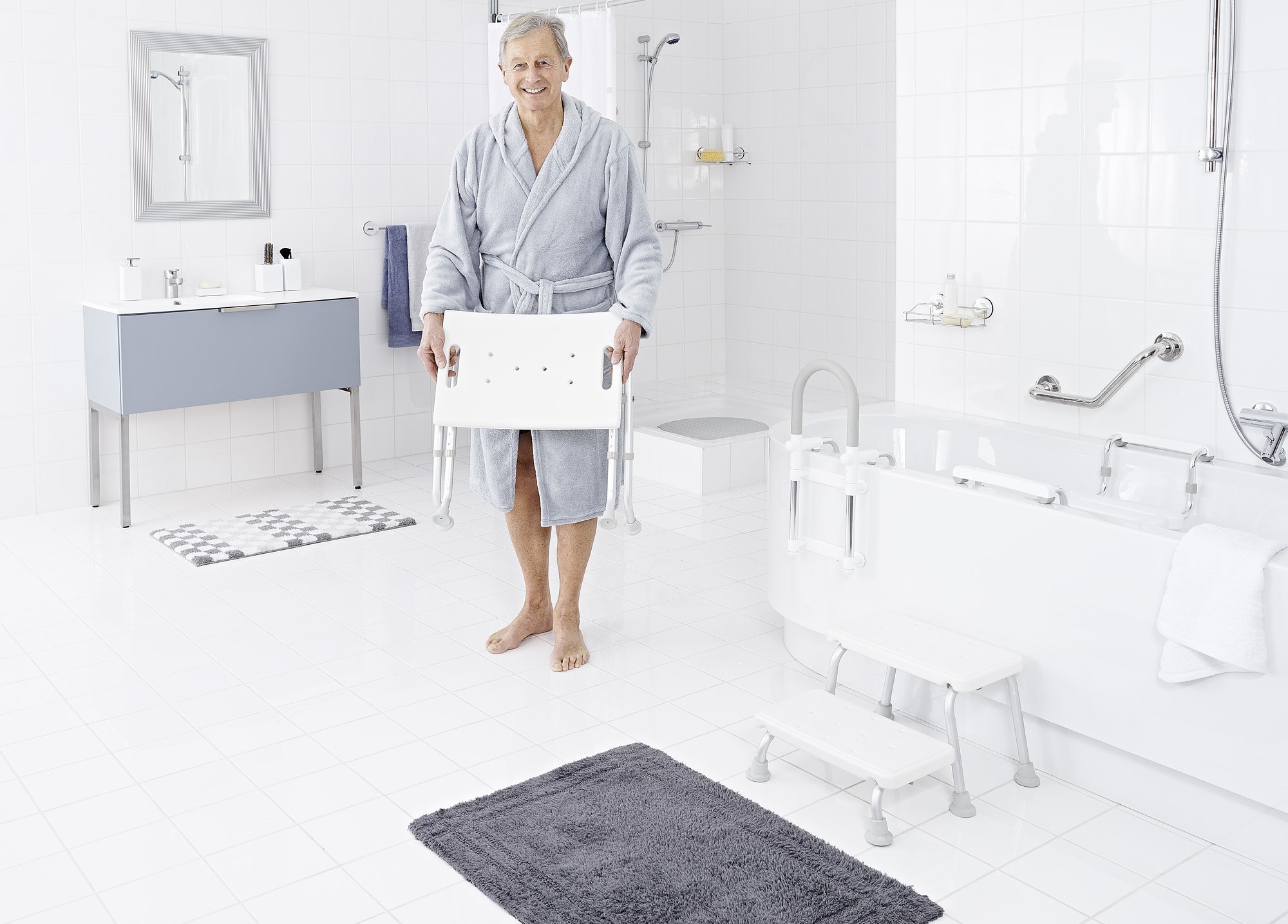 Ridder A0050301 - Taburete Plegable para el baño, Color Blanco