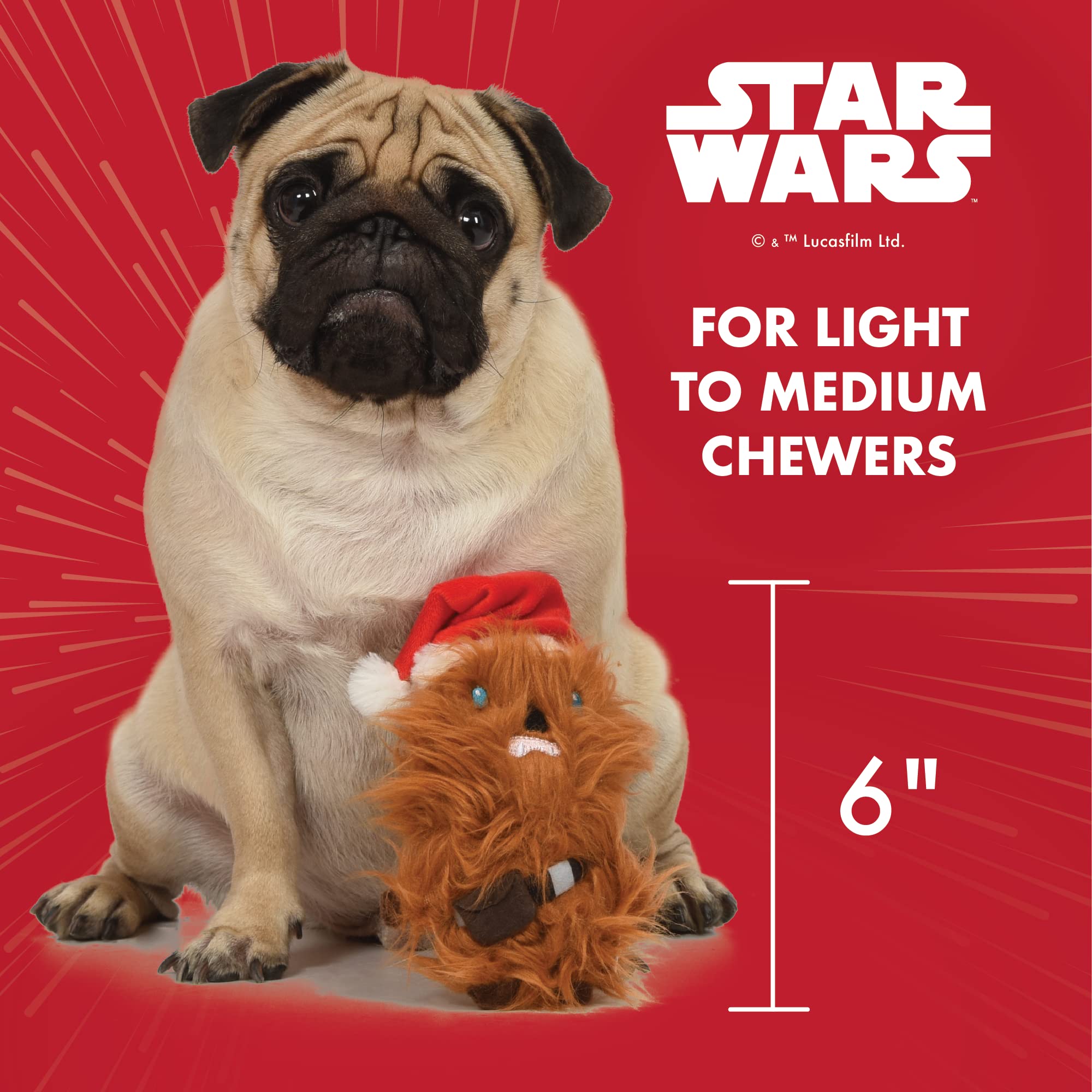 Star Wars Hundespielzeug Chewbacca Hundespielzeug für den Urlaub,Santa Chewbacca Quietschendes Hundespielzeug Kauspielzeug,Urlaub Hundespielzeug Star Wars Plüschtiere,15.2 cm kleines Hundespielzeug