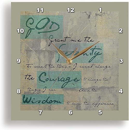 3dRose dpp_50568_1 Reloj de pared espiritual inspirador de oración serenidad, 10.0 x 10.0in