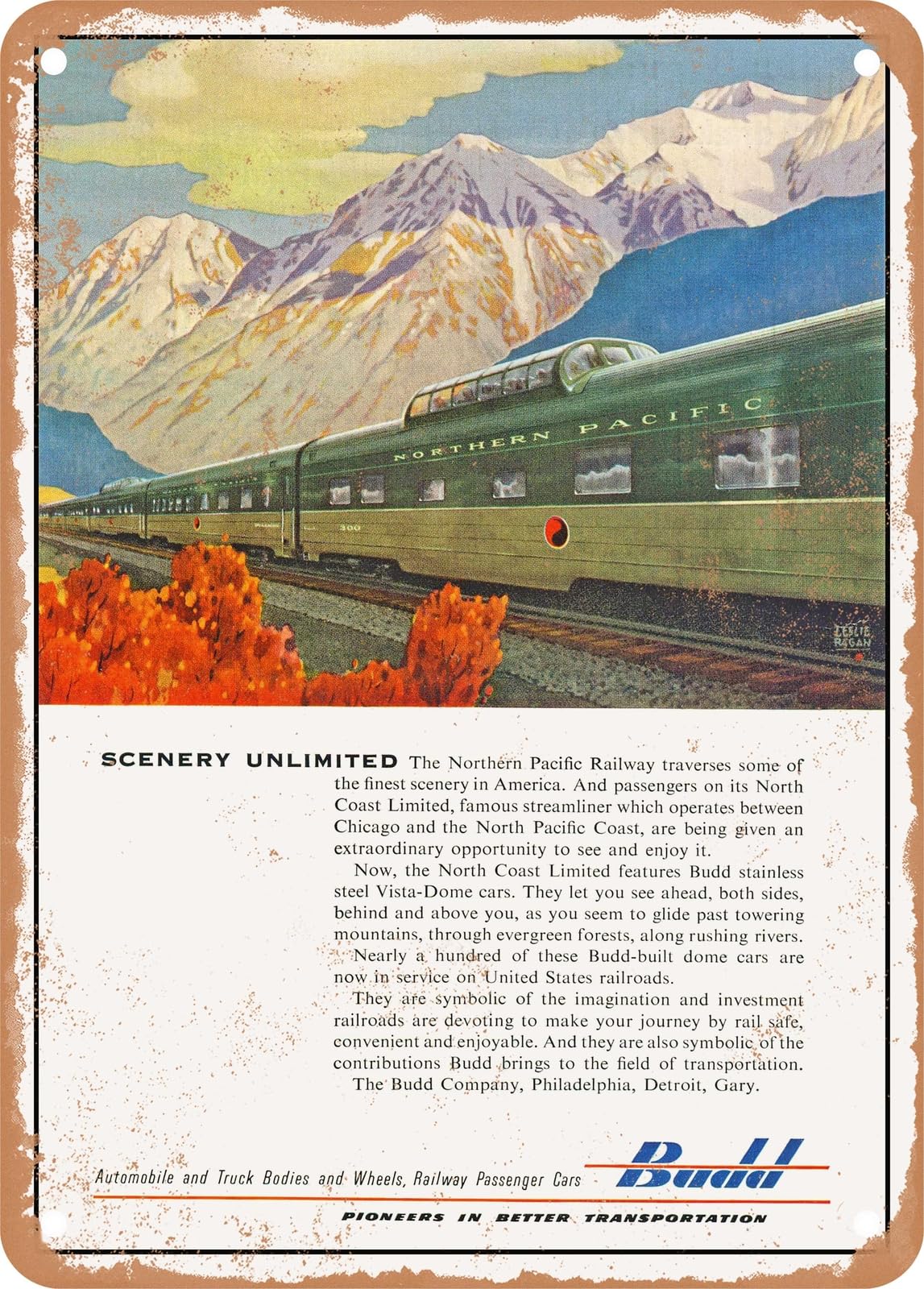 Miaomansenstore Metal Sign - 1954 Scenery Unlimited Budd Vintage Ad Home Decor
