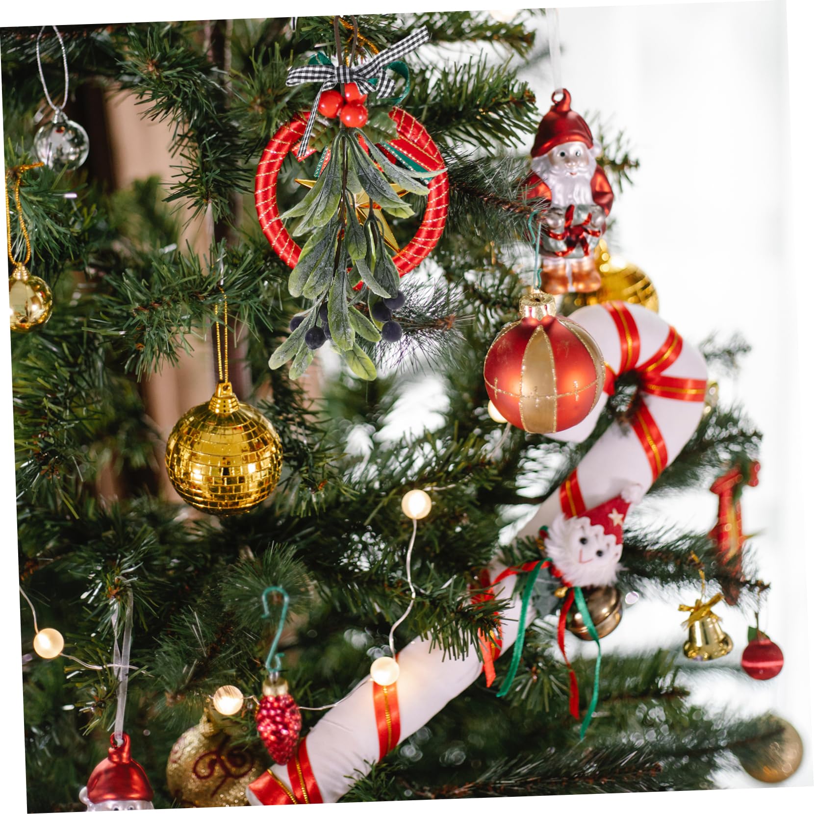 SOESFOUFU Chic Mistletoe Branch Wall Decor Christmas Mistletoe Ornament Xmas Teardrop Swag for Home