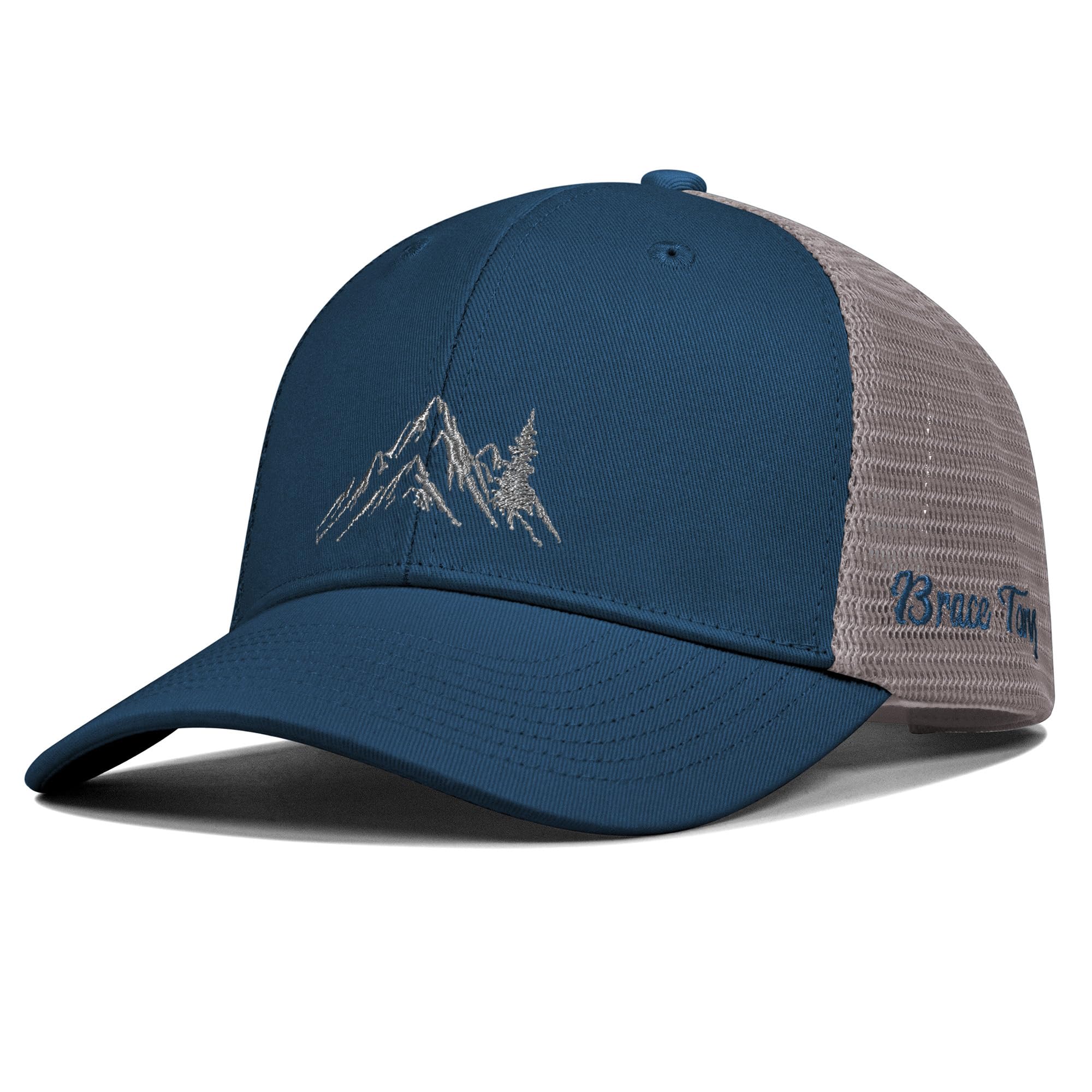 Mountain & Tree - Gorra de camionero para hombre y mujer, gorra de béisbol bordada para senderismo y camping