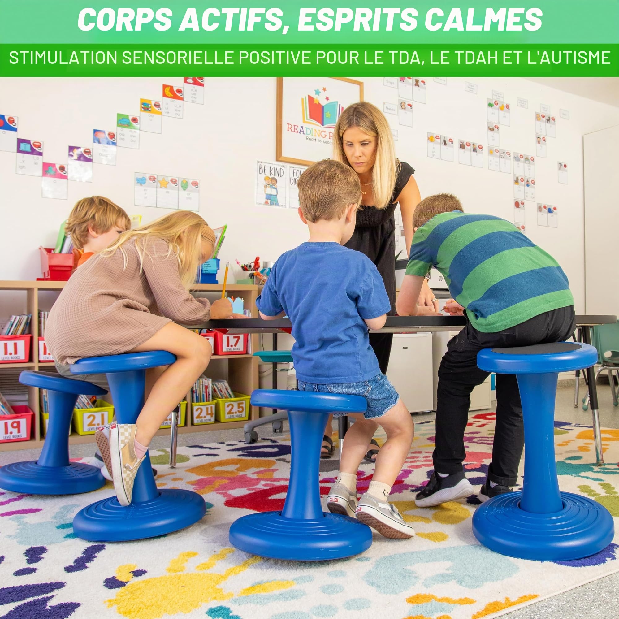 GoSports Chaise oscillante – Tabouret sensoriel pour enfants actifs – Chaise TDAH pour salle de classe ou maison – Tabouret de 45,7 cm ou 35,6 cm