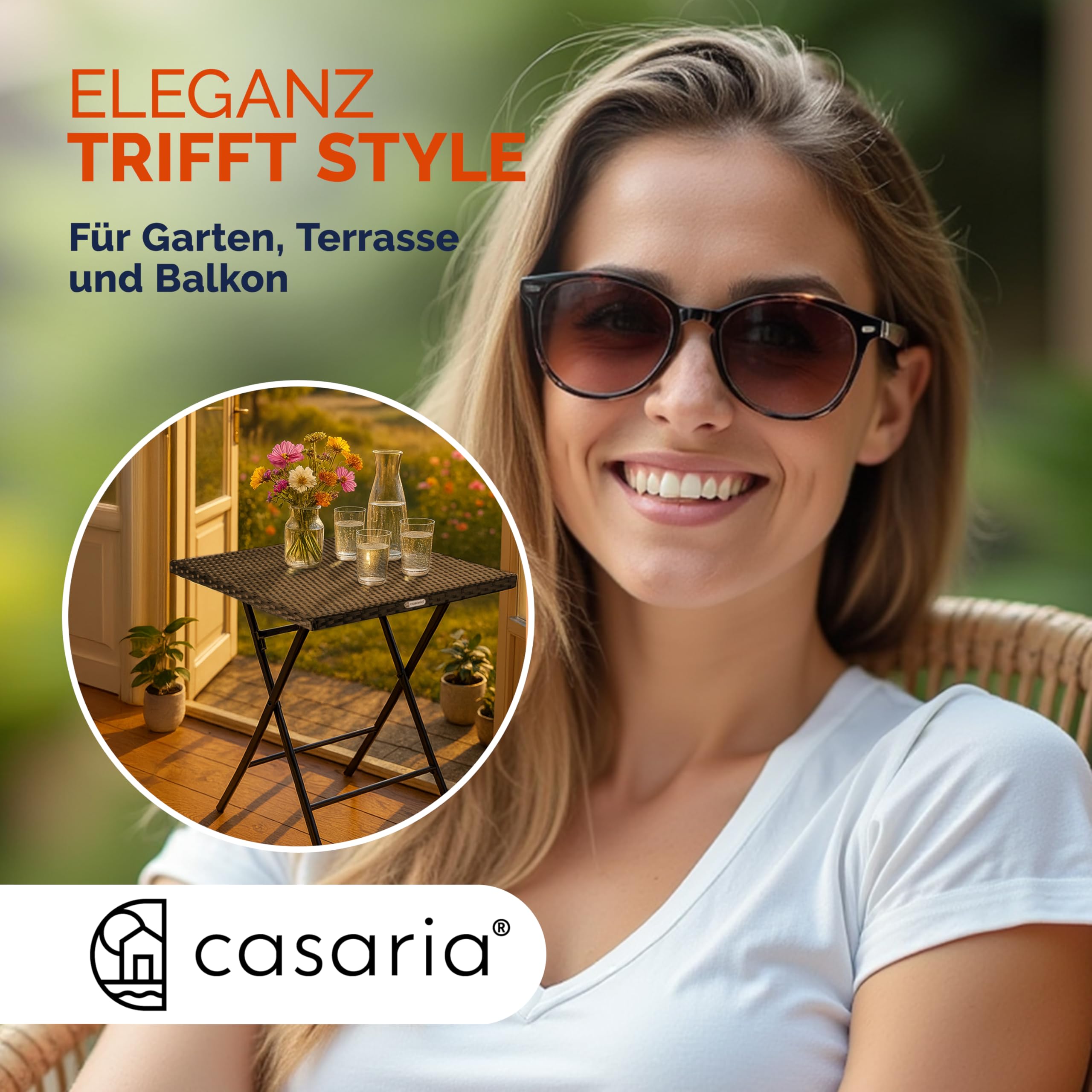 Casaria Tavolo Pieghevole Polyrattan 65x65cm 60kg Giardino Esterno