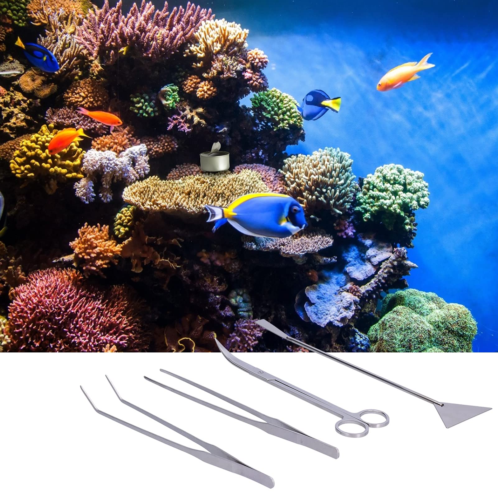 Marhynchus Aluminium Alloy Aquascape Tools Kit, 4 in 1 Aquarium Plant Cleaning Set including Straight Tweezer, Curved Tweezer - Image 2