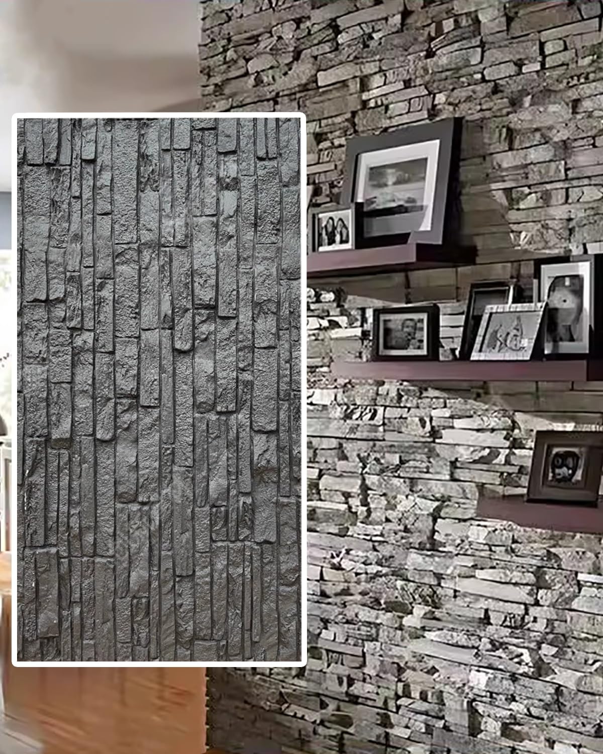 Pannelli Decorativi per Pareti Rivestimento Murale 3D In Finta Pietra per Bagno con Patio, Pannelli Decorativi per Interni Ed Esterni con Texture In Pietra, Pannelli di Rivestimento Murale In Finta Pi