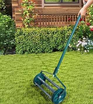 THUNDERBAY 18-Inch Heavy-Duty Rotary Spike Lawn Aerator for Garden & Yard, w/o Mud Guard