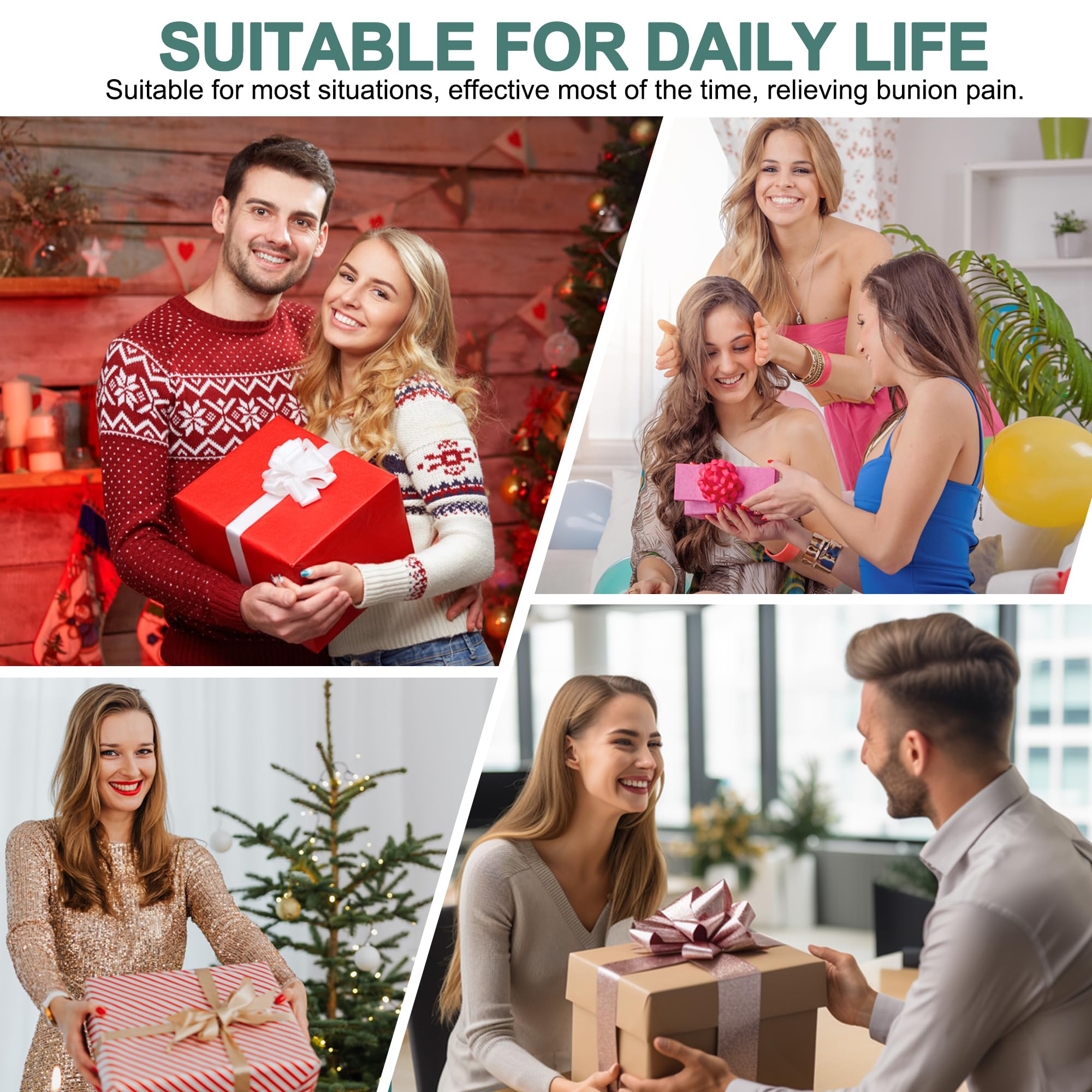 Simpilos Bunion Corrector for Women and Men, Adjustable Knob Toe Straightener, Day Night Support with Toe Separator for Bunion Relief, Ideal Gifts for Mothers Day (White-1 pair)