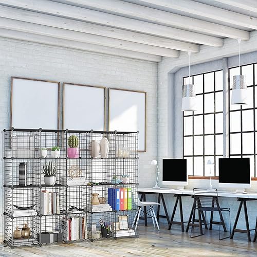 Miniatura 51 de TUMUCUTE - Organizador de armario, organizadores y almacenaje con 12 cubos, estantería de rejilla metálica, organizadores de juguetes y contenedores