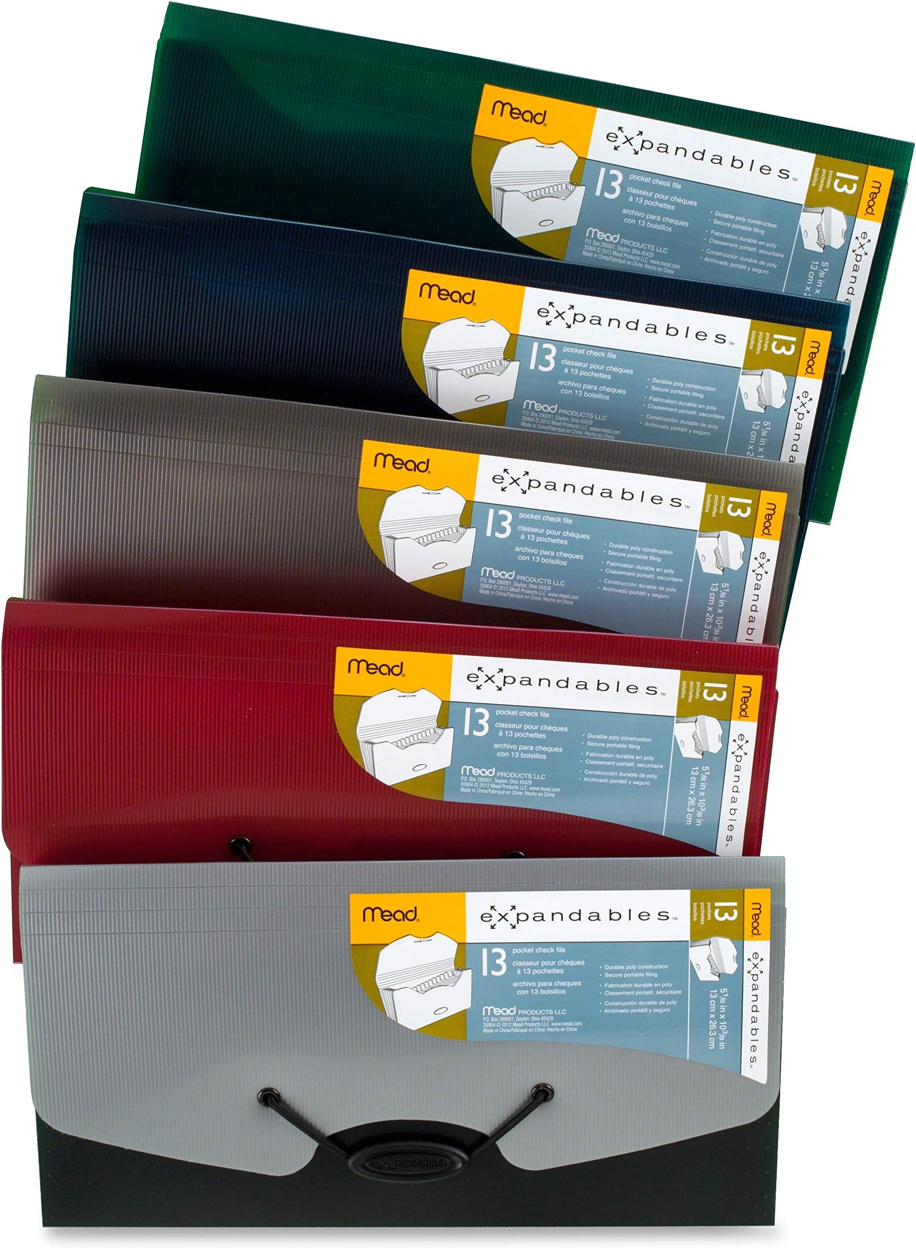 Mead Expanding Folder, Check File, 13-Pocket, 5-1/8" x 10-3/8", Expandables, Color Selected For You (35904)